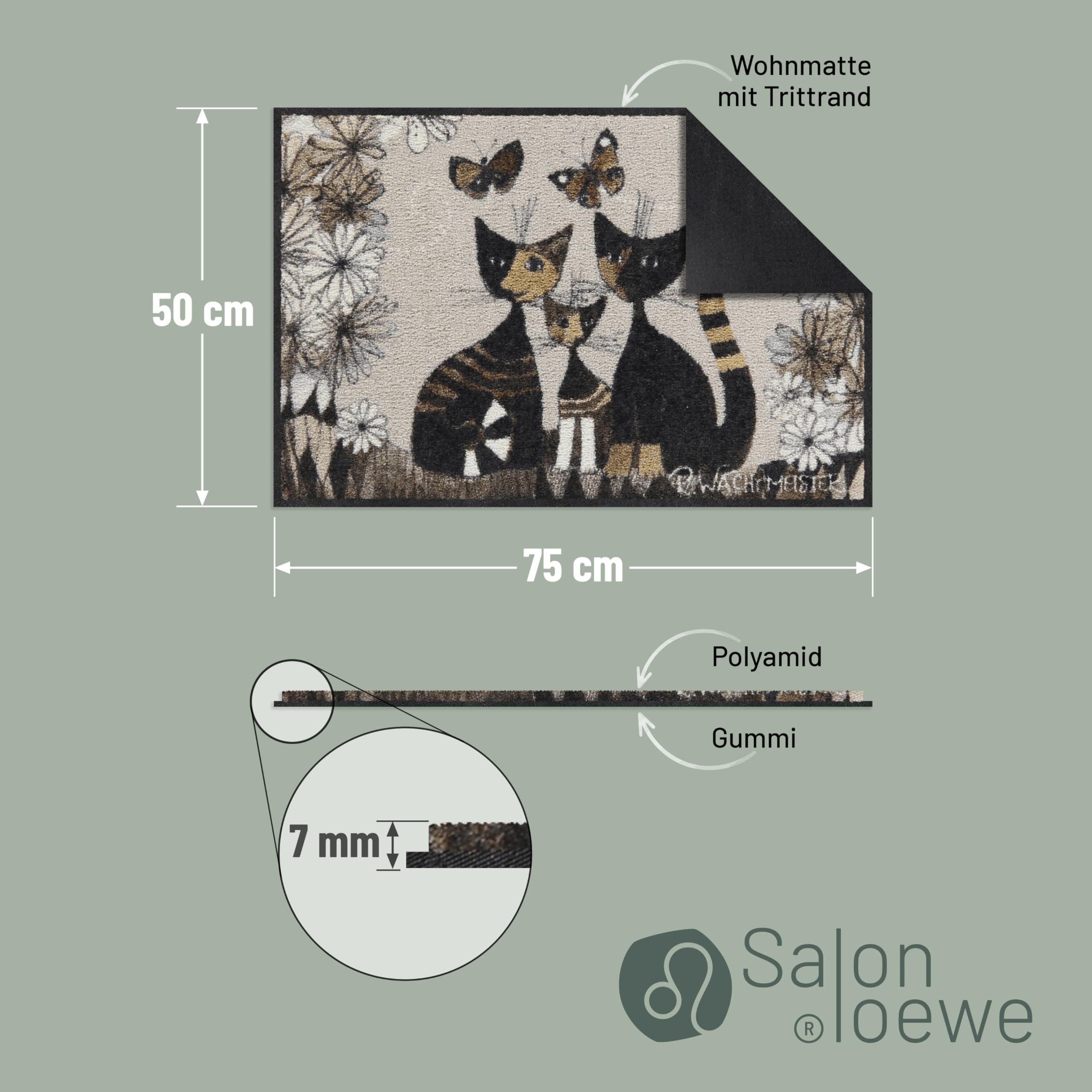 Salonloewe Fussmatte Gatti Con Fiori I Schmutzfangmatte & Fußabtreter für Innen 50 x 75 cm