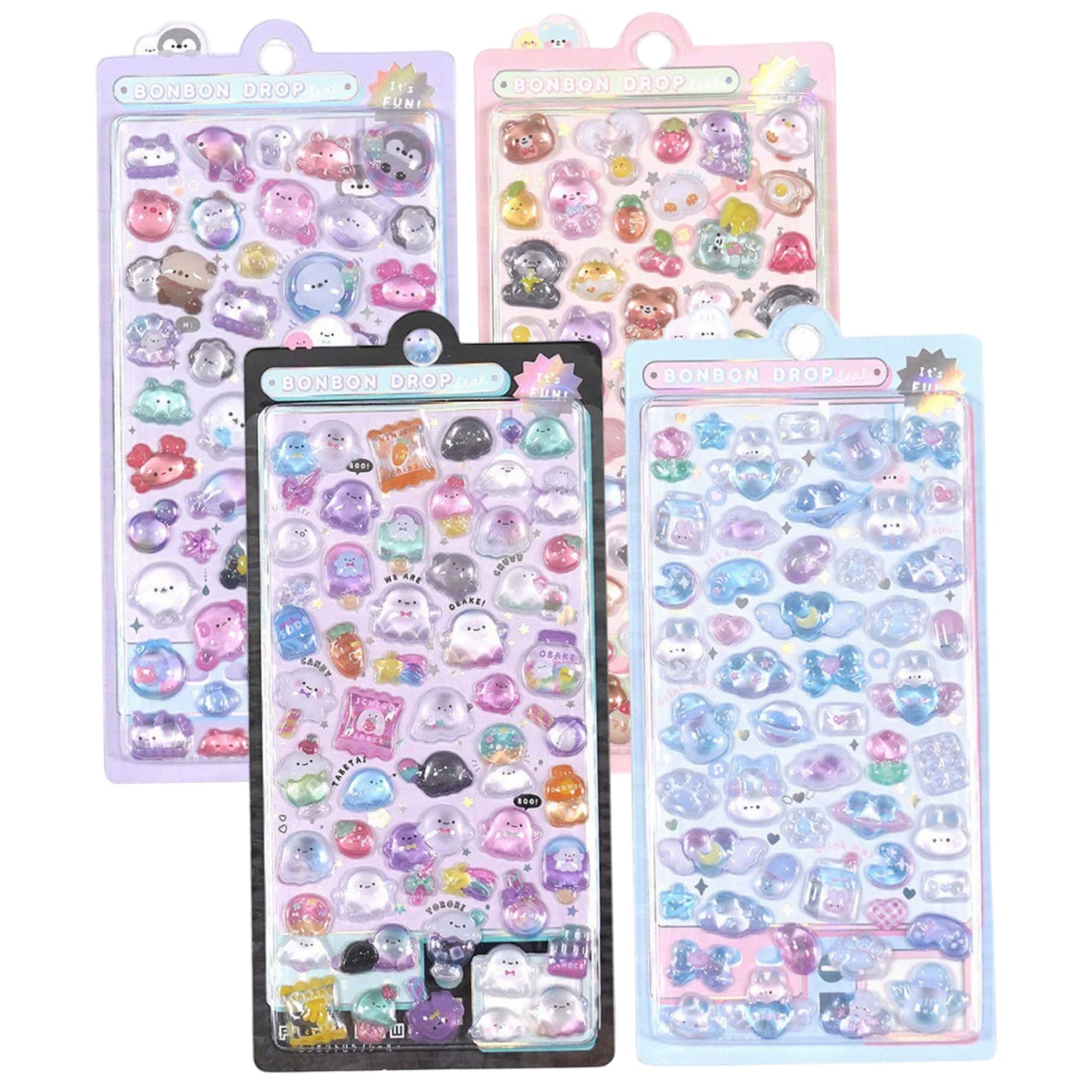 3D Puffy Stickers 4 Sheets Cute Puffy Stickers for Kids Girls Adults, Scrapbooking, Phone Case, Notebook.