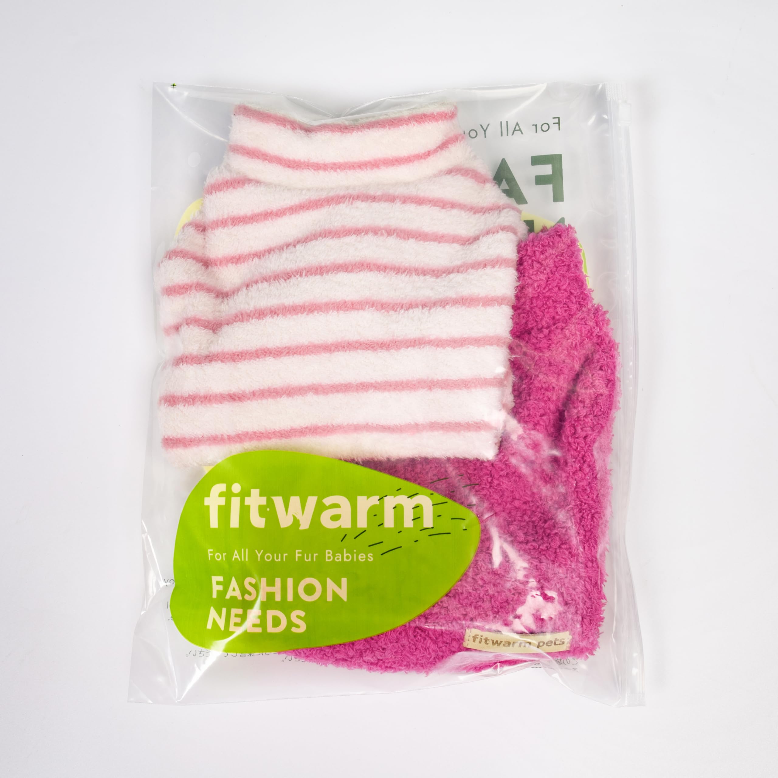 Fitwarm Lot de 2 pulls en polaire rayé pour chien, vêtements d'hiver chauds pour chien de petite taille et fille, tenue à col roulé pelucheux pour animal domestique, pull pour chien, rose, blanc, rose
