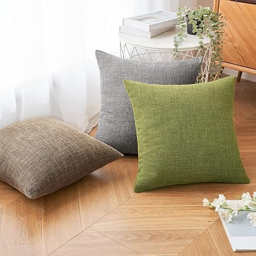 Miniatura 5 de MIULEE - Juego de 2 fundas para cojín decorativo de yute de lino, cuadradas, lisas, para casa de campo moderna, para tu sofá de 20 x 20 pulgadas,