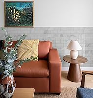 Vista 8 de COLAMO Protector contra salpicaduras de lujo de 5 láminas que se despega y pega, piedra sintética autoadhesiva de 12"x12" azulejo tipo metro blanco