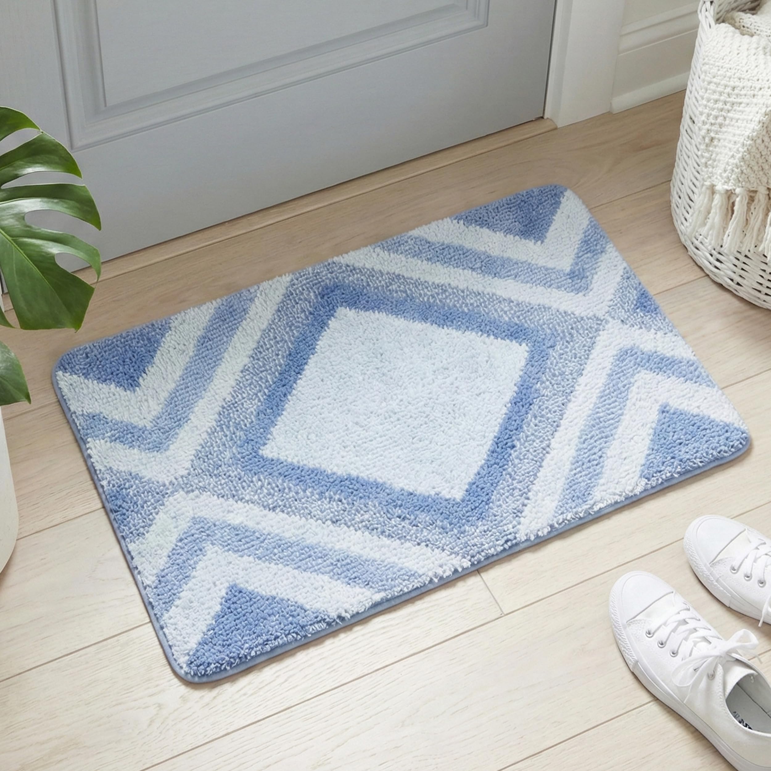 Paillasson d'intérieur bleu 60x110 cm lavable et antidérapant pour entrée
