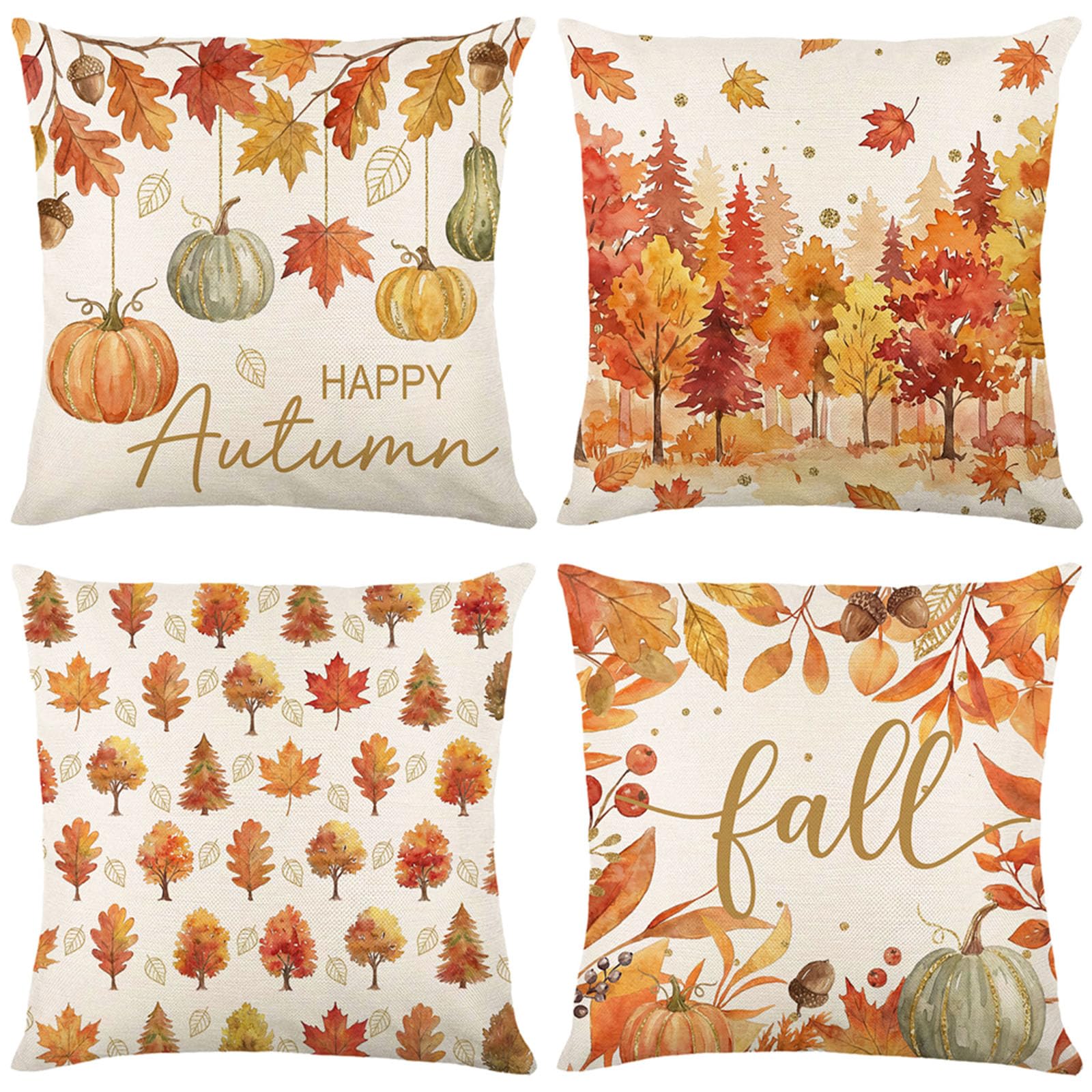 JOTOM Set of 4 Fall Cushion Covers 40x40 cm Pumpkin Maple leaves Throw Pillow Covers Farmhouse Autumn Harvest Pillowcases for Couch Living Room Thanksgiving Sofa Decor โ image 1