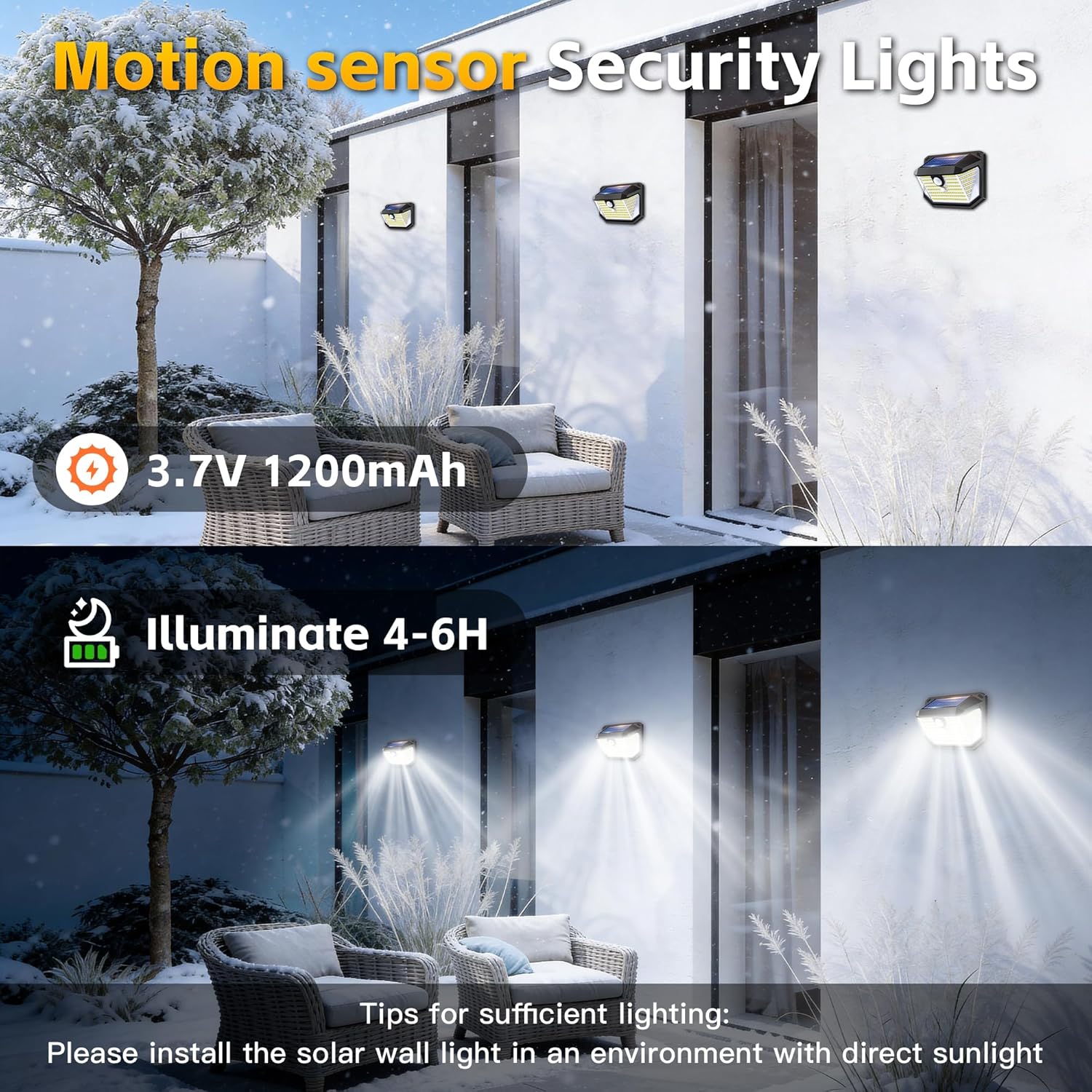 178 LED Solar Wall Lights with Motion Sensor and 3 Lighting Modes, High-Performance Solar Panel, IP65 Waterproof Energy-Saving Outdoor Security Light, Easy Installation for Garden, Yard (8Pack)