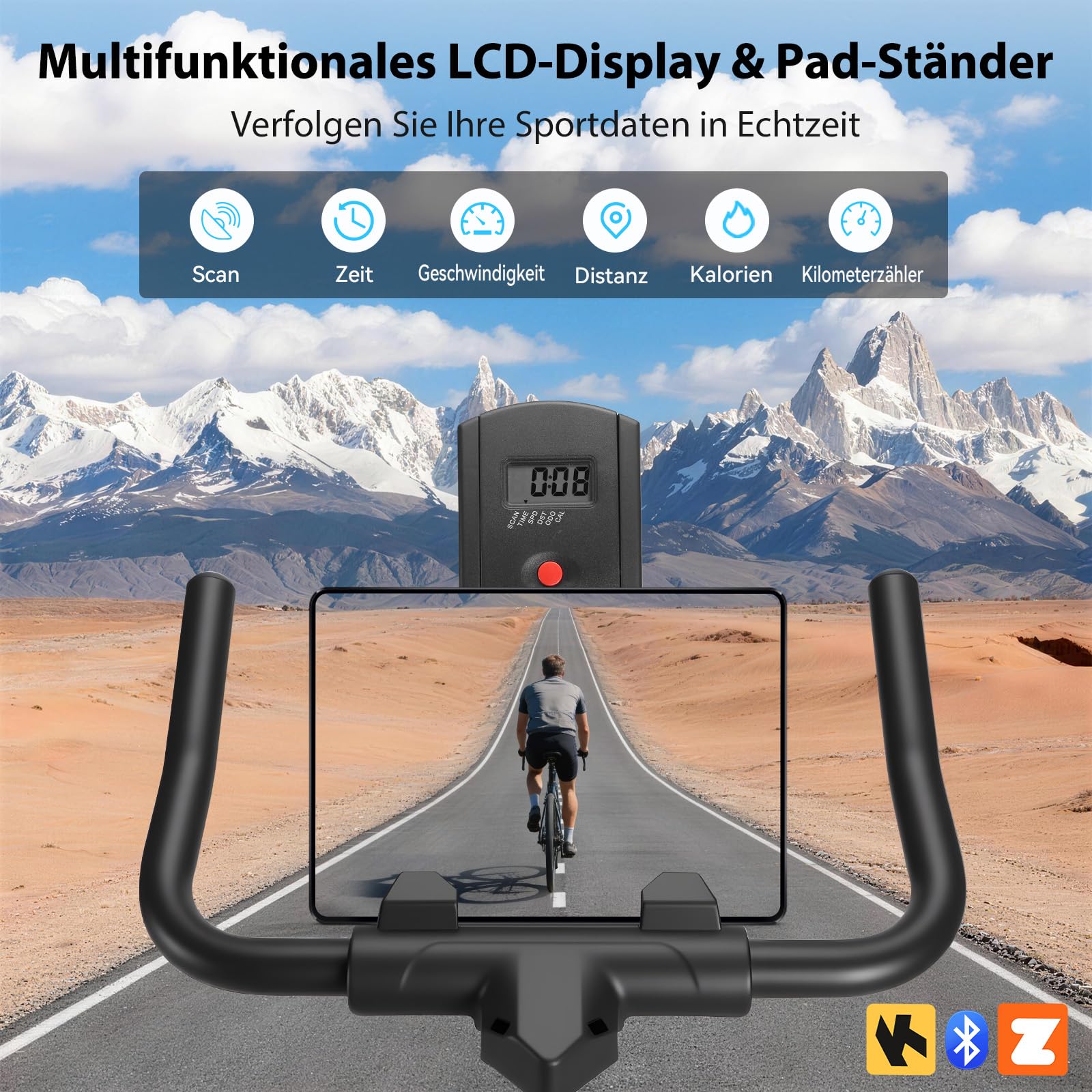 Wenoker Heimtrainer Fahrrad mit Verstellbarem Magnetwiderstand, Ergometer Hometrainer Fahrrad mit APP, LCD-Monitor, Tablet-Halter, Höhenverstellbar, Leises Fitnessbike Bis 160kg