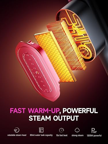 Miniatura 3 de DRFLASH Plancha y vaporizador 2 en 1 para ropa, calentamiento rápido en 15s, vaporizador portátil de 1200W, tamaño para viajes con gran panel de