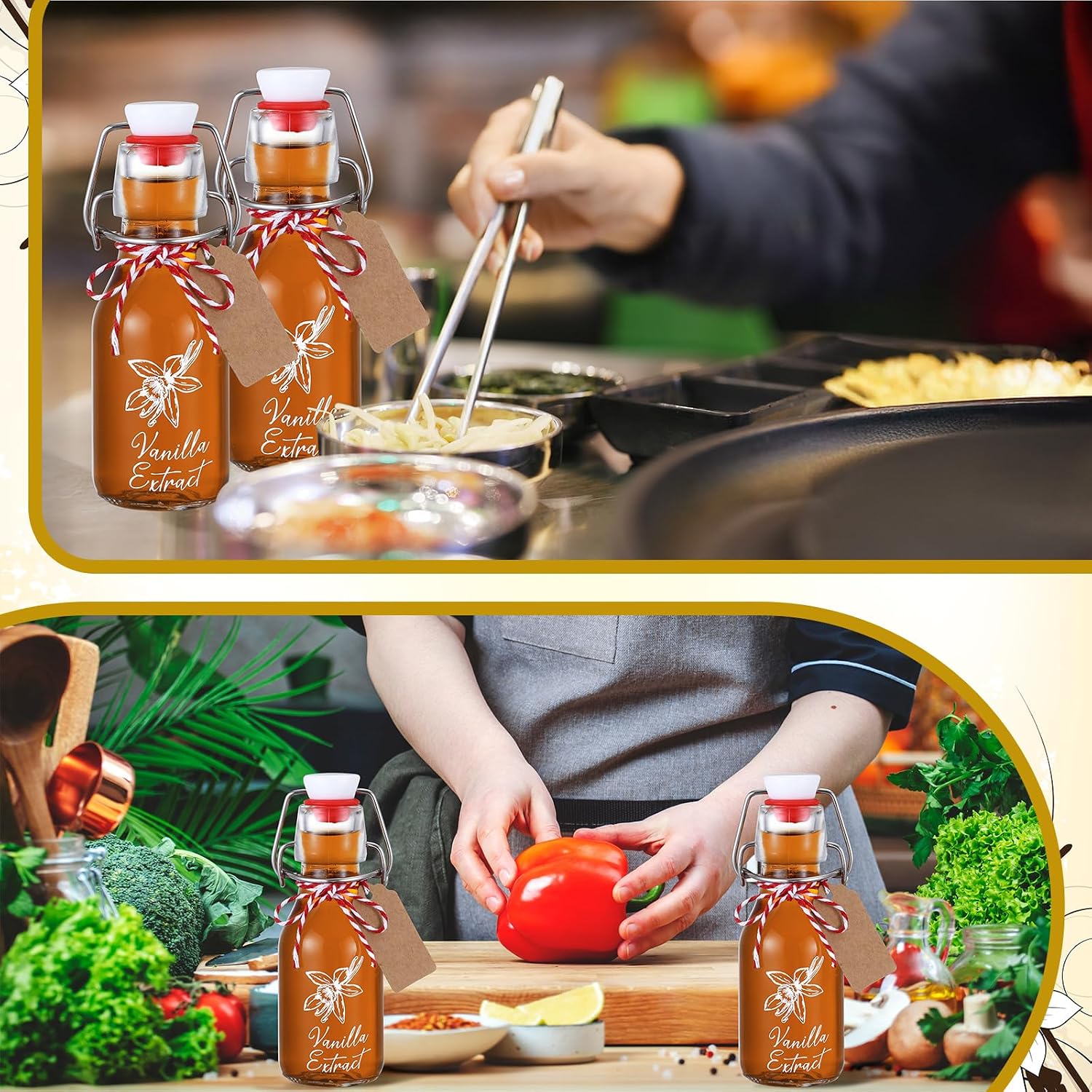 Reallnaive 12 Pack 4 oz Vanilla Extract Bottles Swing Top Glass Bottles