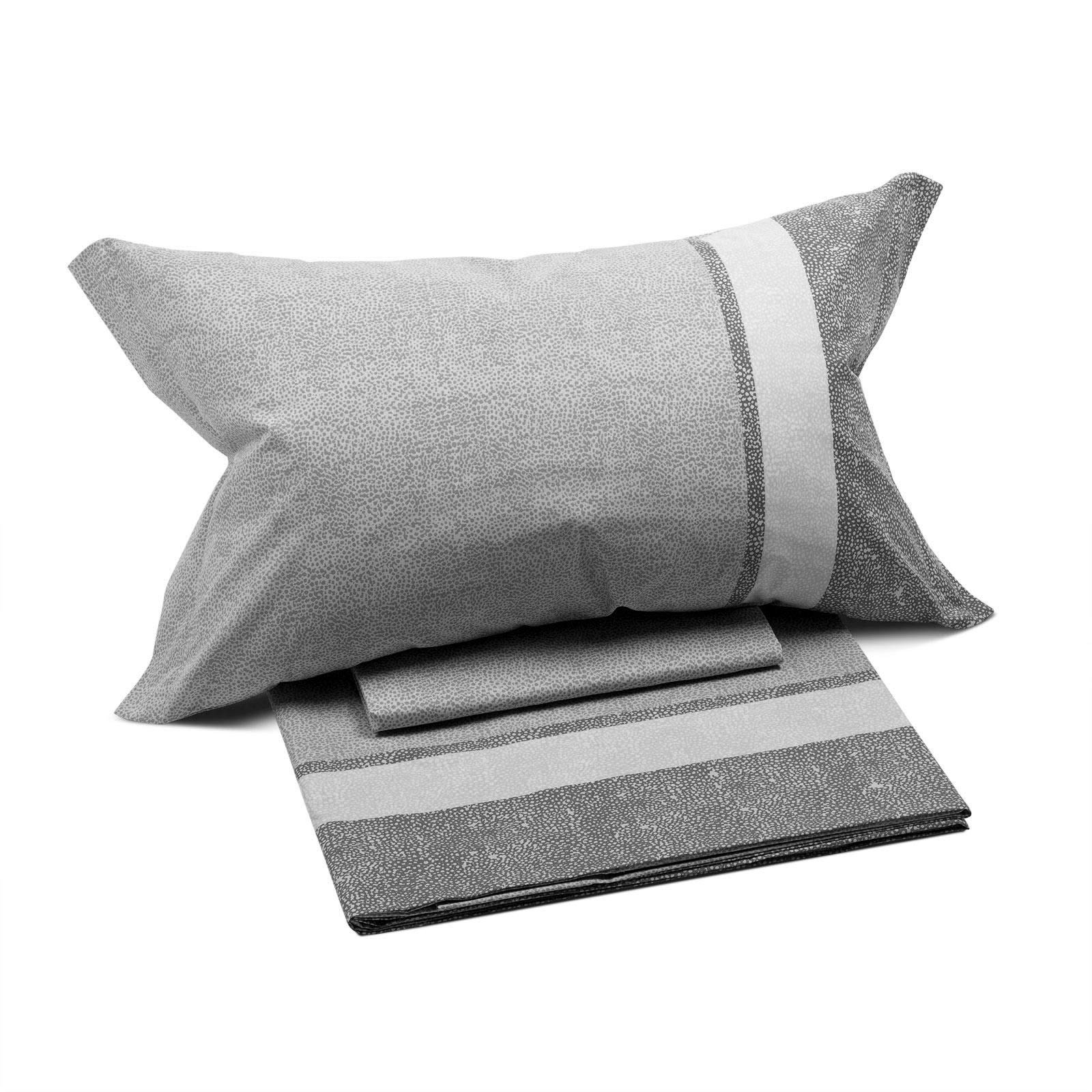 Caleffi Juego Sabanas 100% Algodon para Cama + 2 Fundas de Almohada 50x80 cm – Ropa Cama Suave, Transpirable y Lavable – Diseño Italiano Elegante - Sabanas Algodon 4 Piezas
