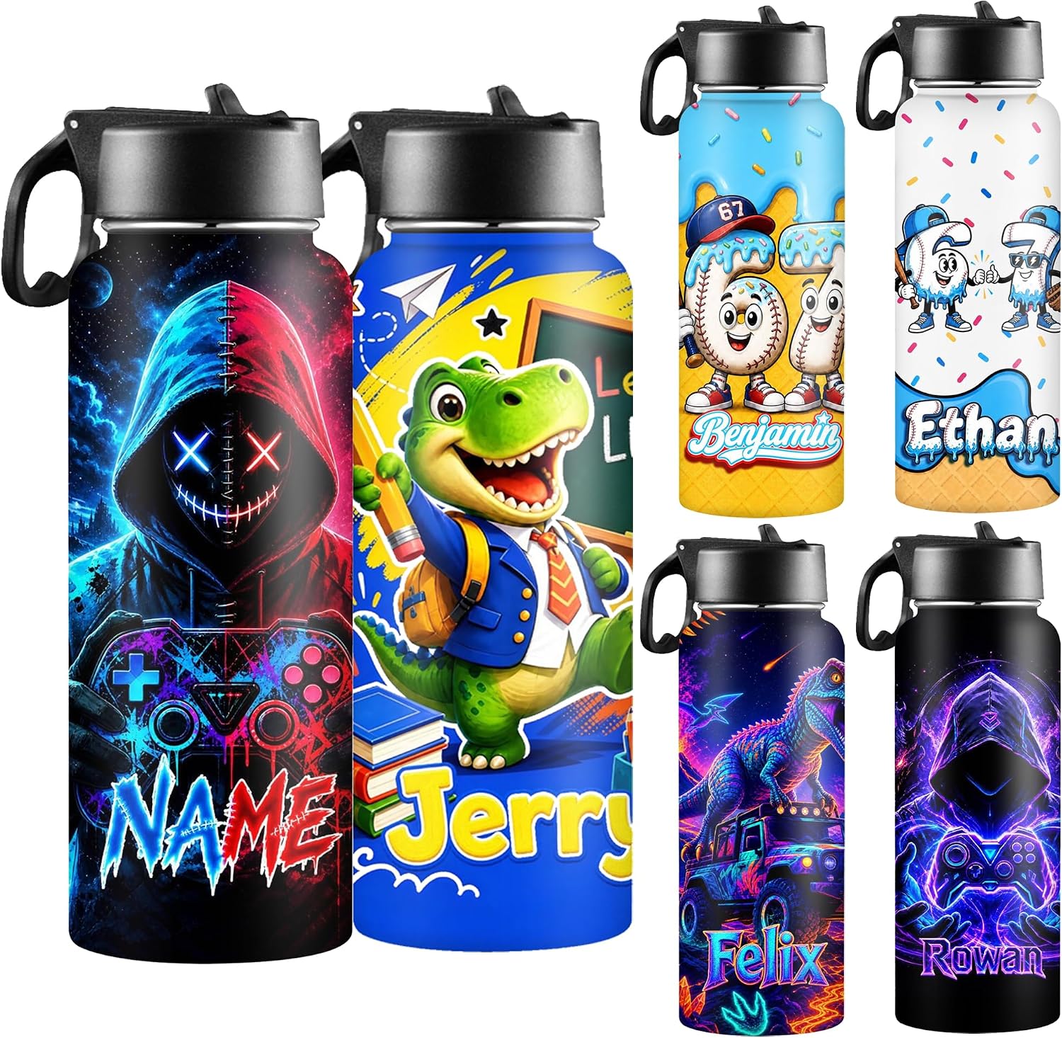 Personalized Custom Name Kids Water Bottle Back to School Gifts for Daughter Son Gifts for Birthday Xmas 18oz Stainless Steel Bottle for School
