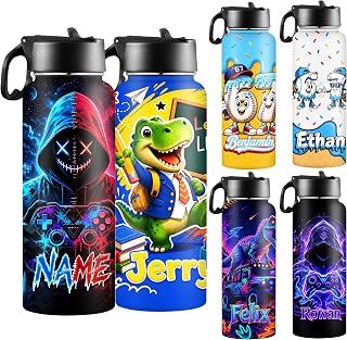 Personalized Custom Name Kids Water Bottle Back to School Gifts for Daughter Son Gifts for Birthday Xmas 18oz Stainless Steel Bottle for School