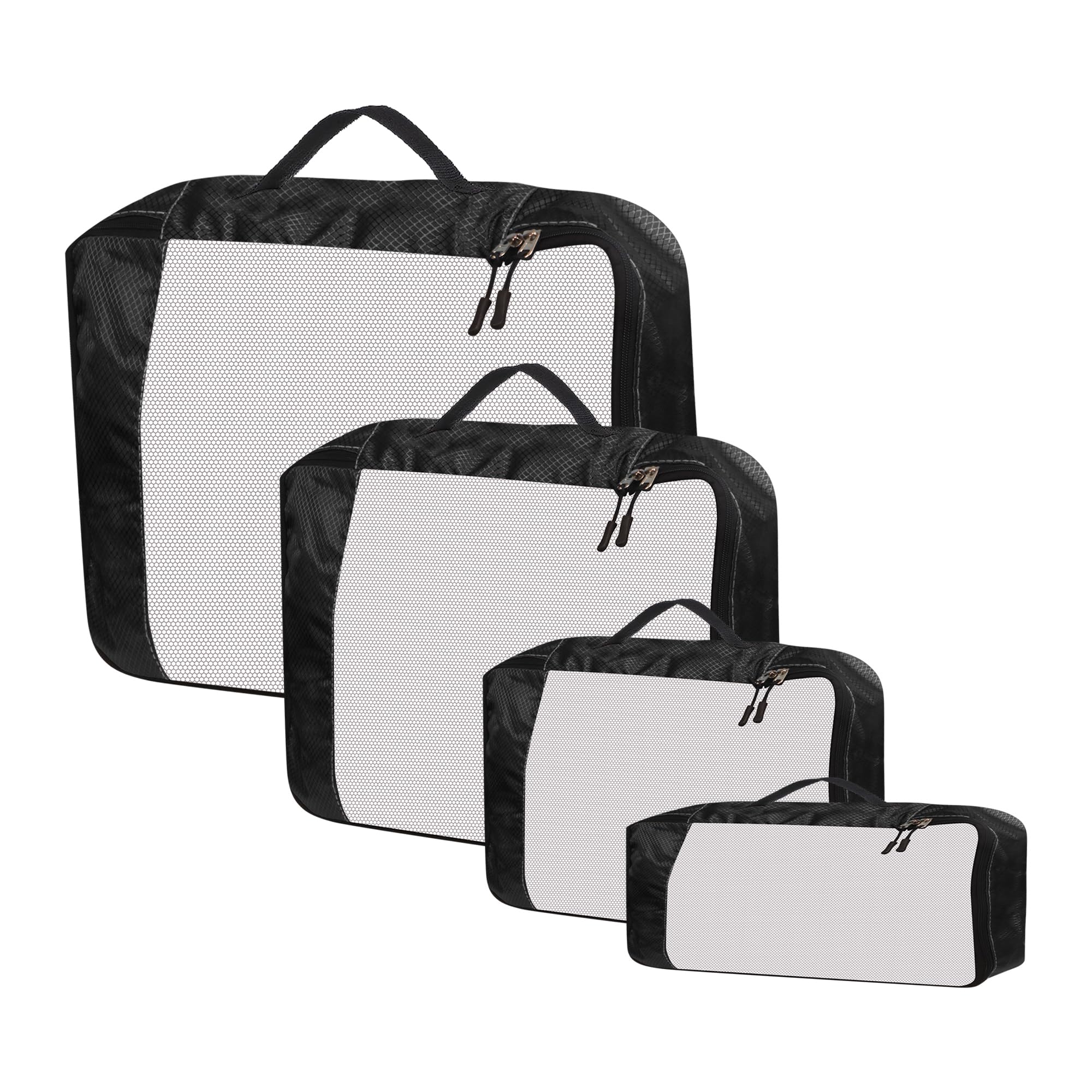 OxbOw Travel Organizer Pouch, Packing Cubes For Travel, Cloth Organizer For Travel, Suitcase Organizer For Travelling, Packing Bags For Travelling (Black, SET OF 4(1L+1M+1S+1SLIM)) 4