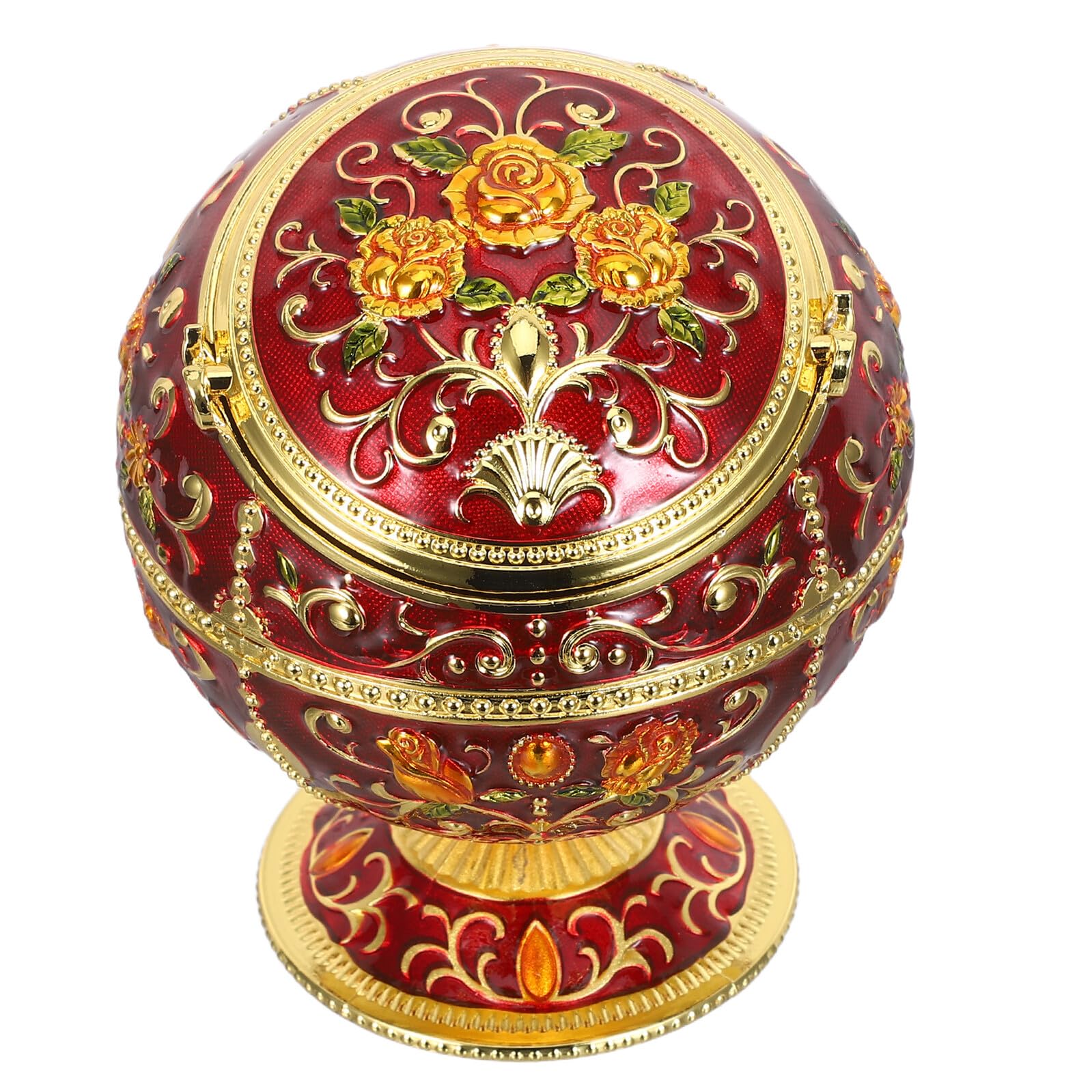 Cendrier coupe-vent GARVALON à couvercle rabattable en métal rouge doré pour table