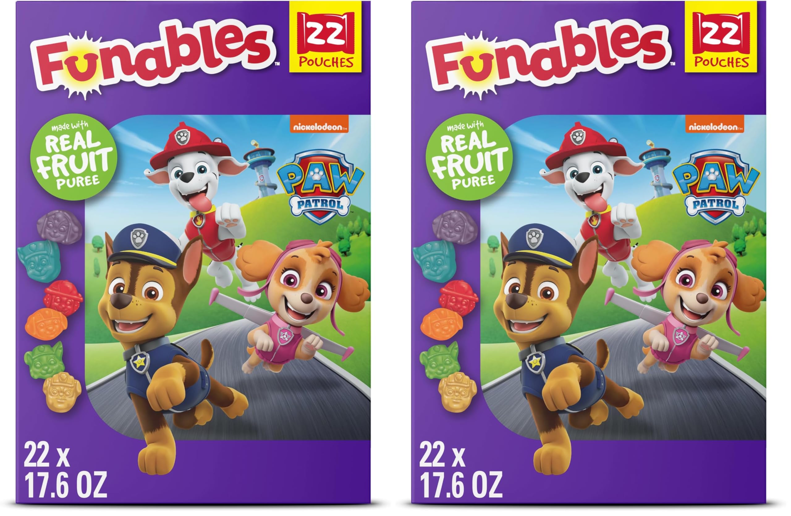 Funables Fruity Snacks, PAW Patrol, Assorted Fruit, Flavored Snacks, 0.8 oz 22 ct (Pack of 2)