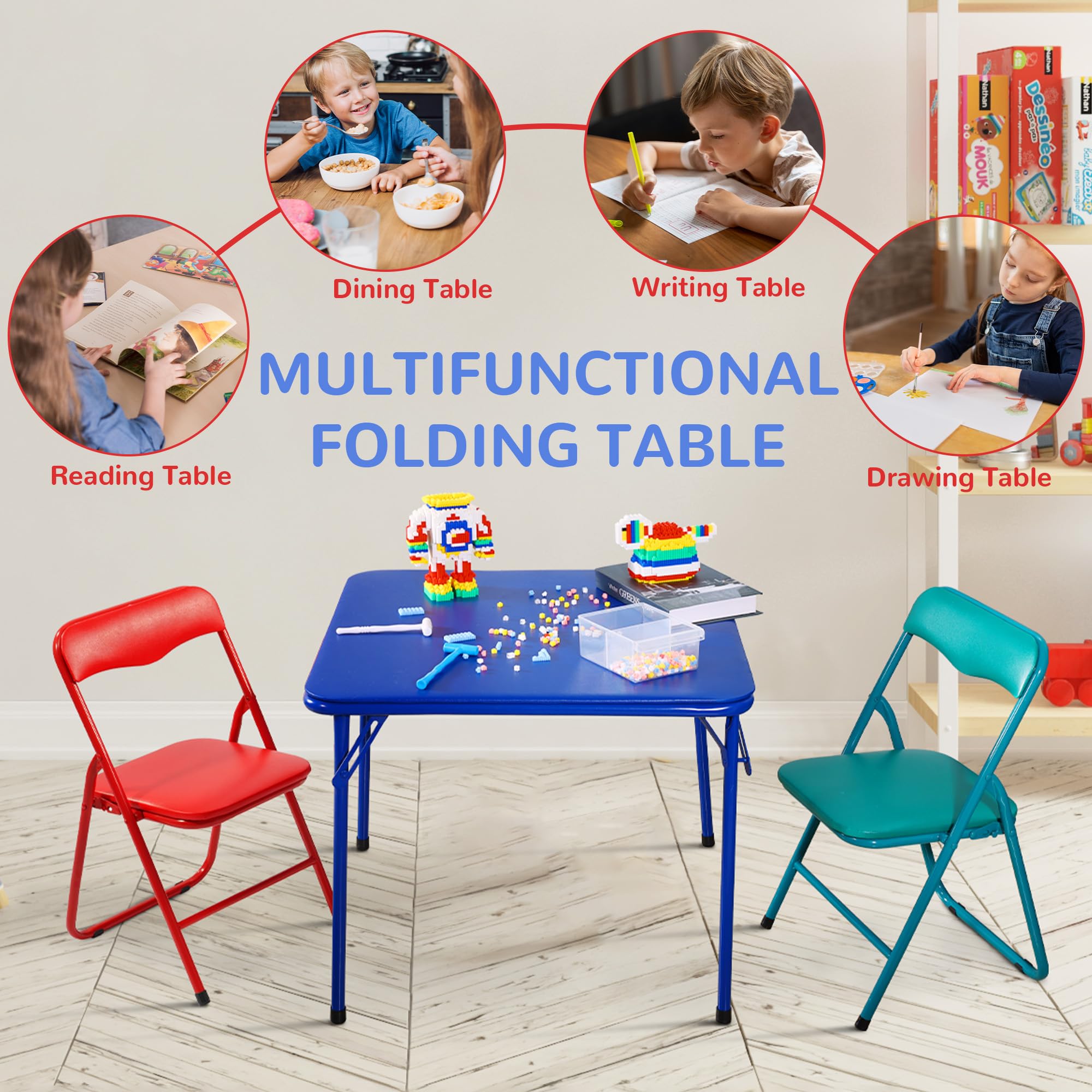 Folding Square Table Card Table with Vinyl Padded Top Foldable Activity for Indoor Outdoor Use Perfect for Picnic — view 7