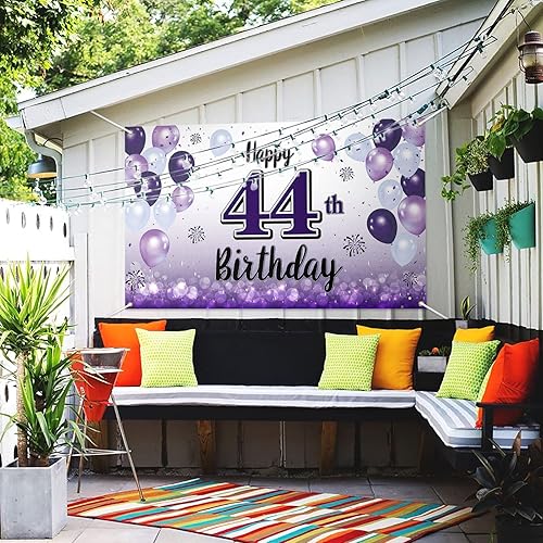 Miniatura 10 de Cartel grande morado de feliz cumpleaños 30  Saludos a los 30 años de edad, telón de fondo fotoprop de pared para el hogar, decoraciones de fiesta
