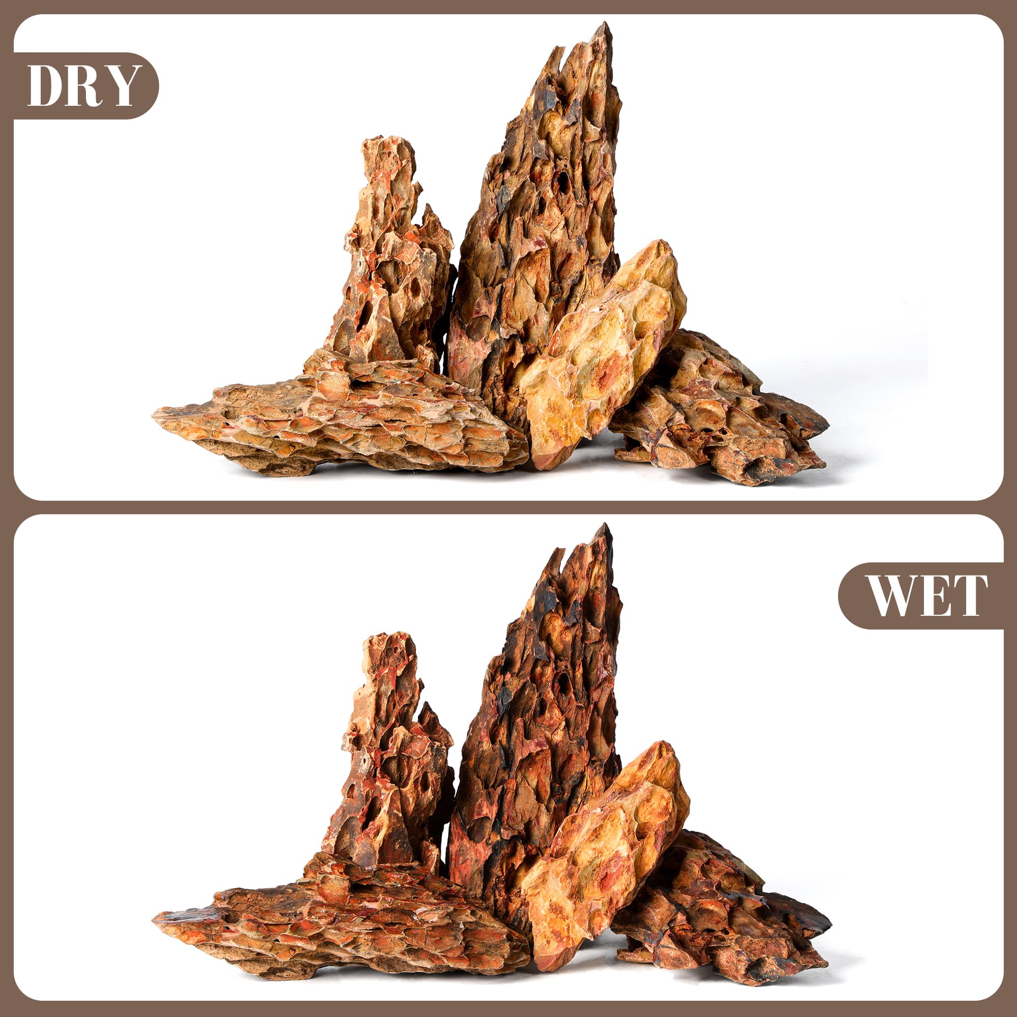 Piedra Dragon Natural 5,5-20,5 cm, Juego de 5 Piedras Mixtas para Aquascaping, Terrarios y Decoración de Acuarios