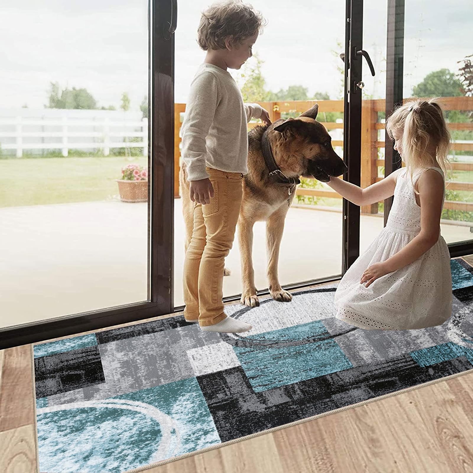 Tappeto Runner Lungo 4,4 Metri Per Cucina E Corridoio, Antiscivolo E Lavabile, Moderno Verde, 100x440 Cm, Spessore 6 Mm