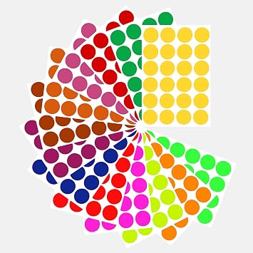 Royal Green Colored Labels 1" inch in 13 Assorted Colors - Sticker Dots 25mm one inch - 312 Pack