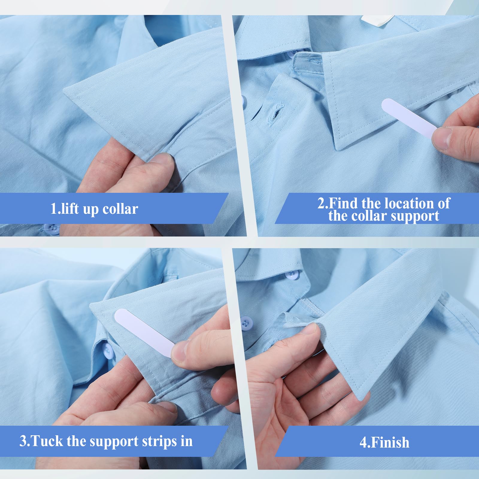 Ymapinc 100 Pcs Dress Shirt Collar Inserts, Plastic Collar Stays for Men Shirt, Waterproof Invisible Durable (White 2.17