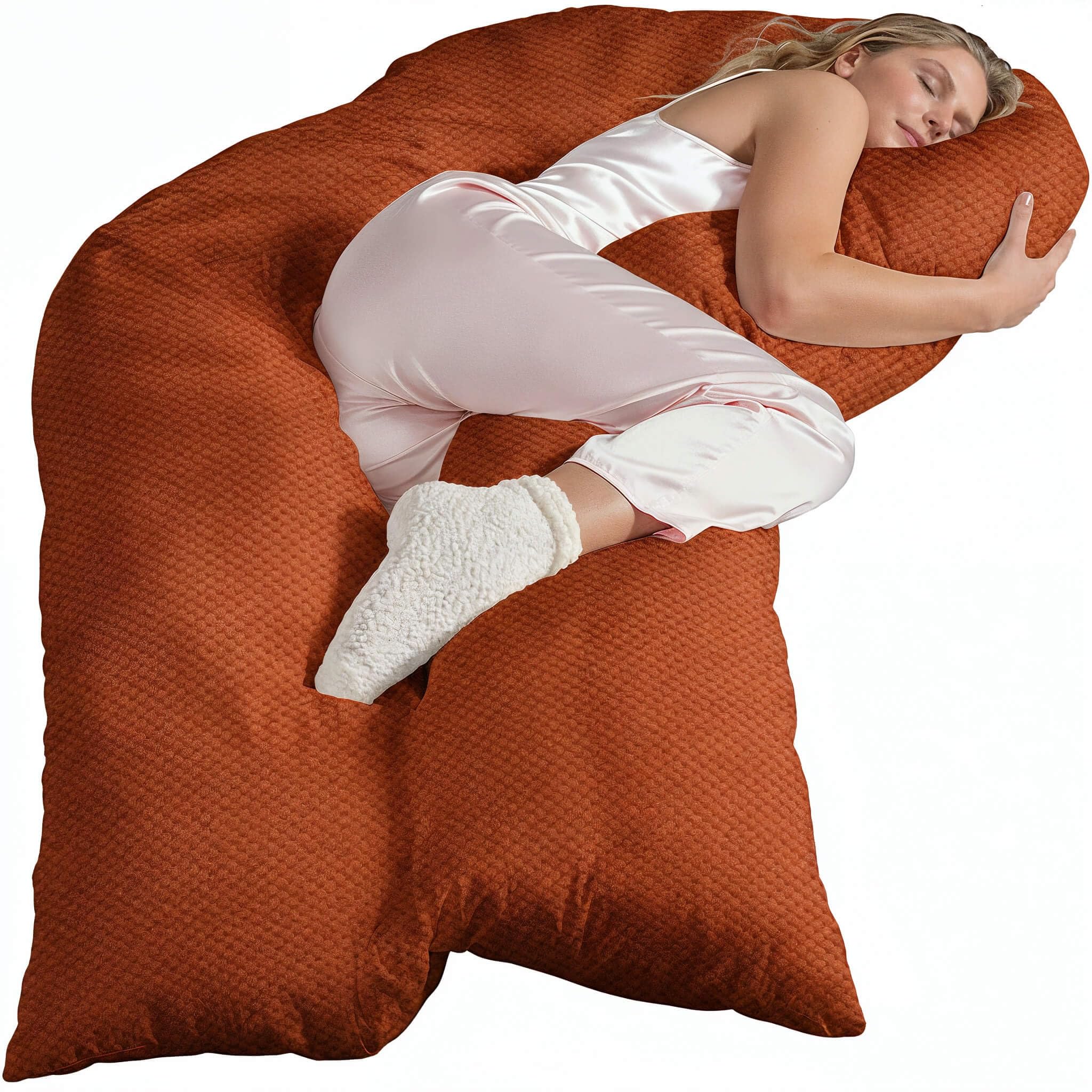 Traumreiter Seitenschläferkissen Jumbo XXL langes und extra hohes orthopädisches KomfortKissen, Schwangerschaftskissen zum Schlafen, Stillkissen Kissen, SchlafKissen, Body Pillow mit Bezug Terrakotta
