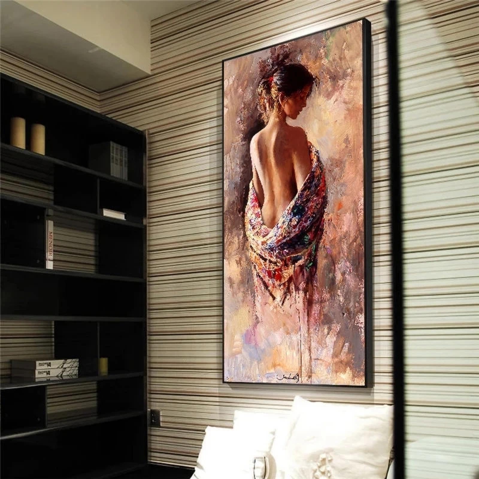 GERRIT Abstract Semi Naked Woman Canvas Painting Sexy Beauty Poster and Prints Wall Art Picture for Living Room Home Decoration 40x80cm frameless
