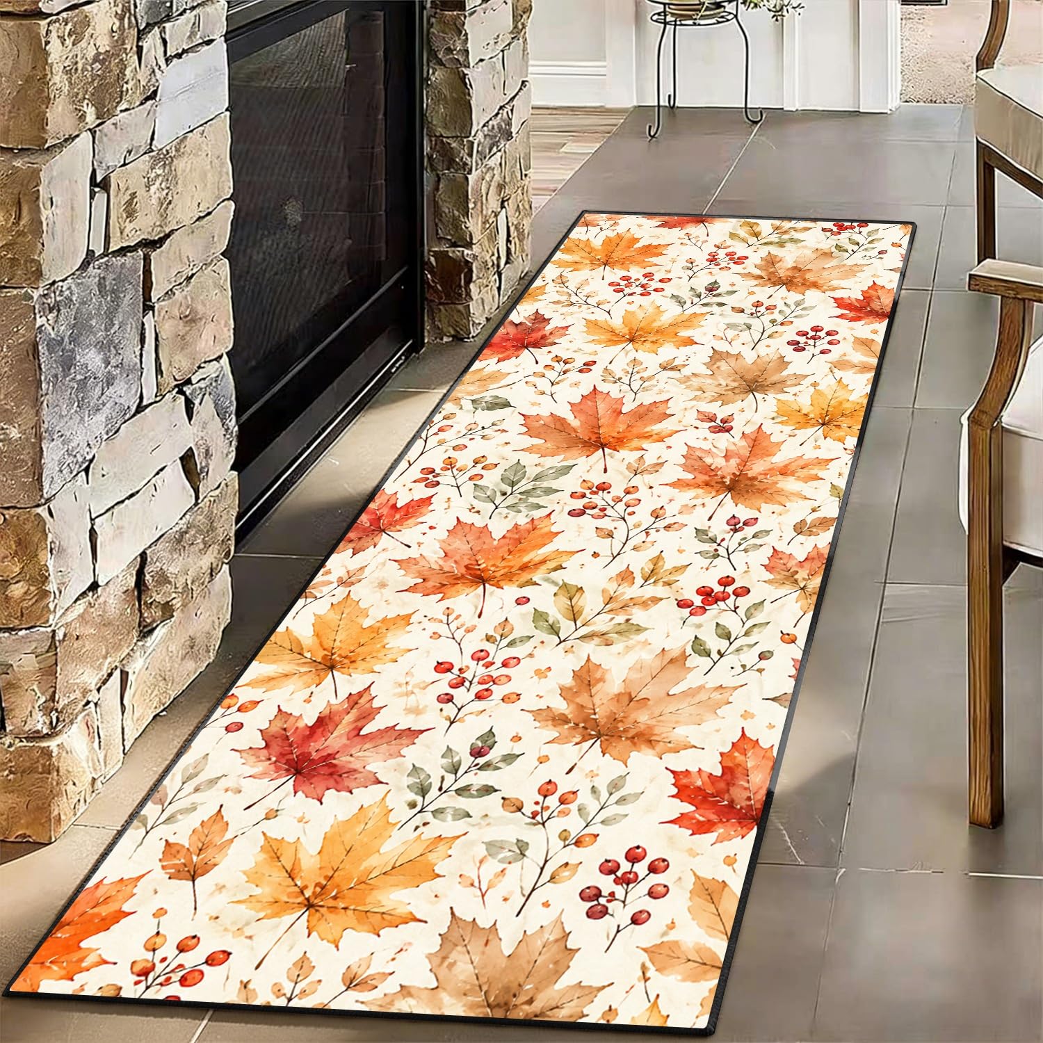Fall Maple Leaf Runner Rug Non-Slip Kitchen Mat Autumn Decor 60x300cm