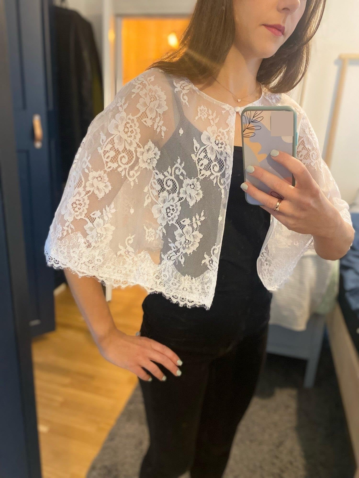 Scialle Donna Elegante Mantello da sposa in pizzo