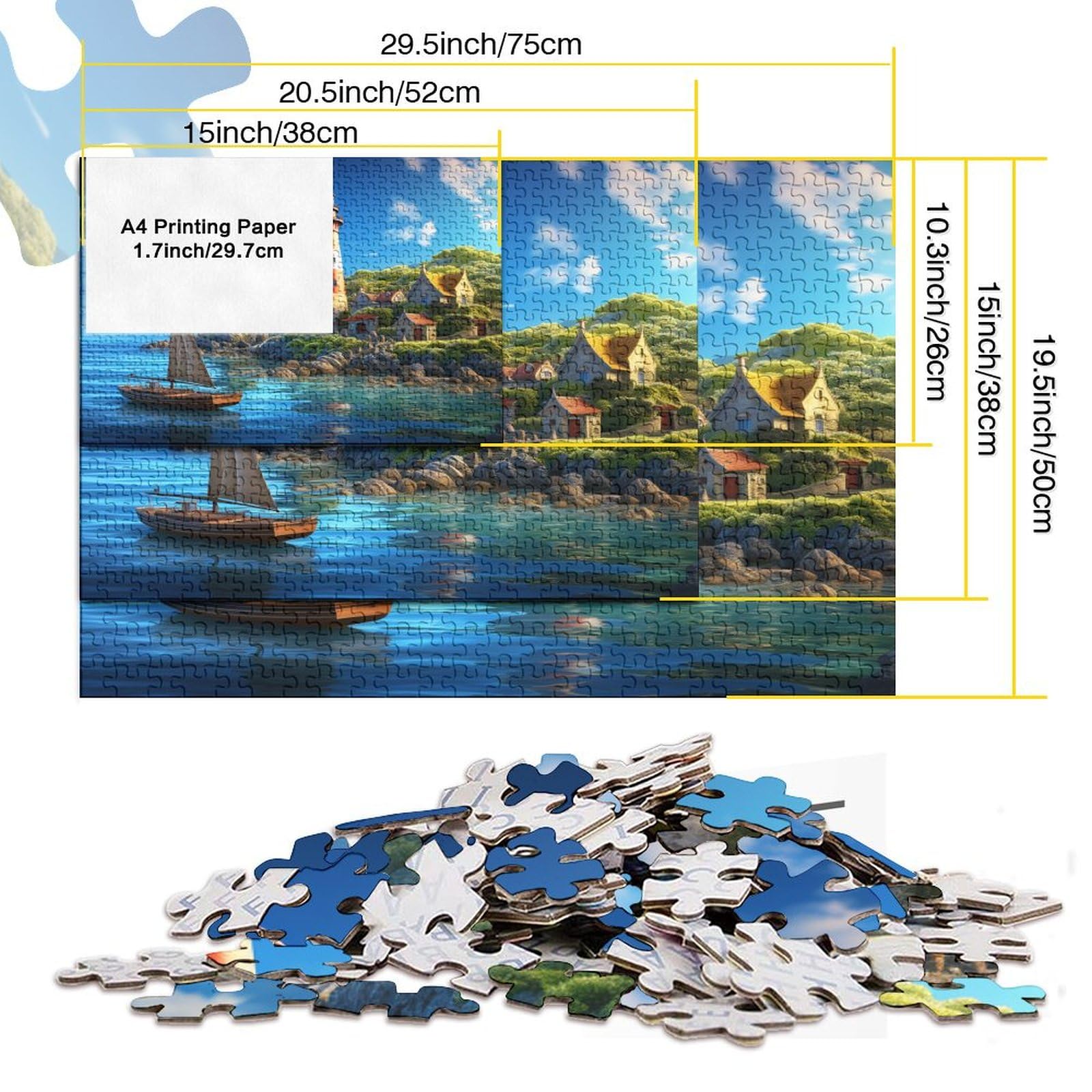 Klasyczne puzzle Lighthouse 1000 sztuk dla dorosłych, puzzle dla dzieci, puzzle intelektualna zabawka dekompresyjna edukacyjna zabawa rodzinna 1000 sztuk (75 x 50 cm)