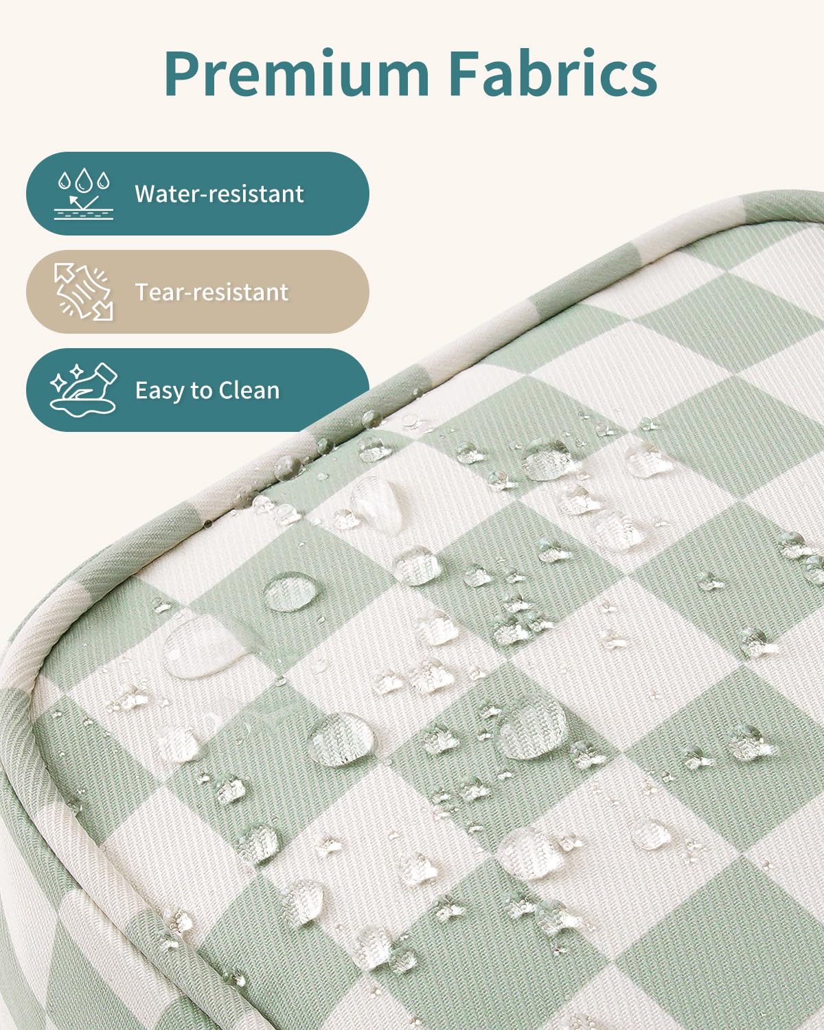 Travel Toiletry Wash Bag for Women Traveling Dopp Kit Makeup Bag Organizer for Toiletries Accessories Cosmetics (Mint Green Checkerboard) — view 6