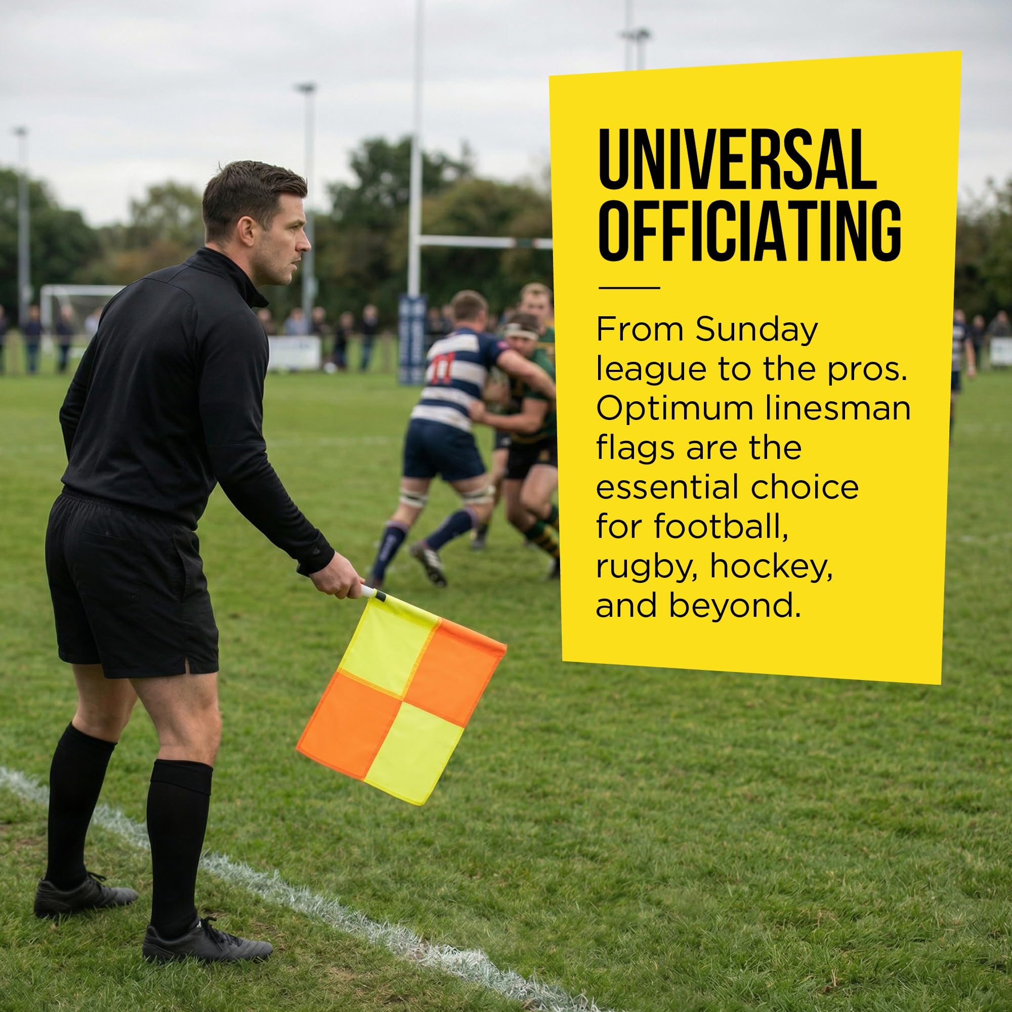 Set di Bandiere per Guardalinee Optimum: Bandiere da Arbitro Professionali,Visibili e Leggere per Allenamento,Adatte per Calcio ed Altri Sport,con Impugnatura Ergonomica e Borsa da Trasporto -2 pezzi.