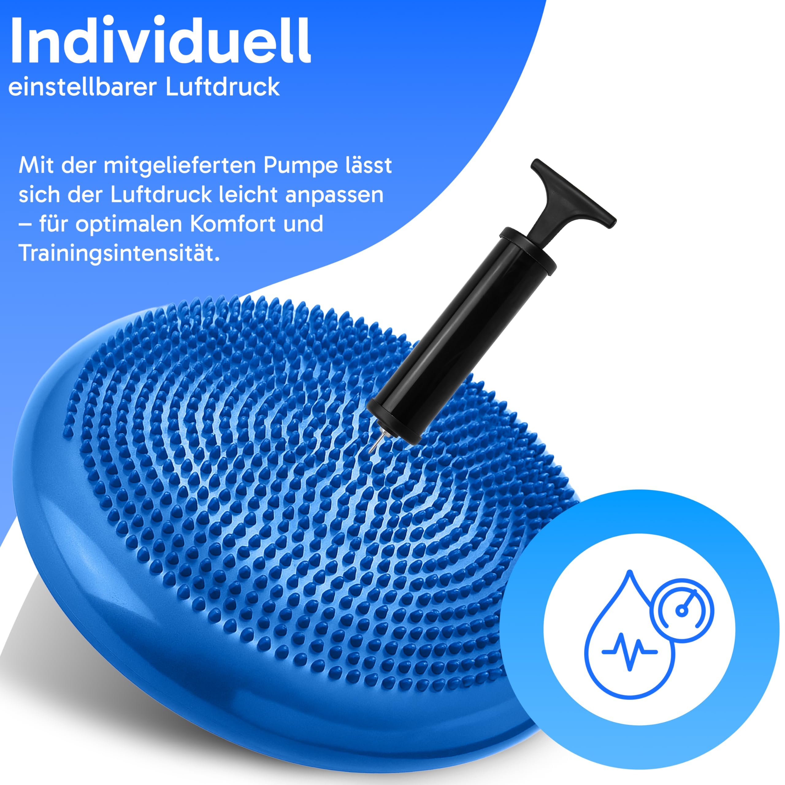 Retoo Coussin d'Équilibre Proprioceptif Ø34 cm avec Picots, Disque Gonflable Antidérapant pour Posture, Fitness, Yoga, Rééducation, Renforcement du Tronc et Relaxation Sensorielle