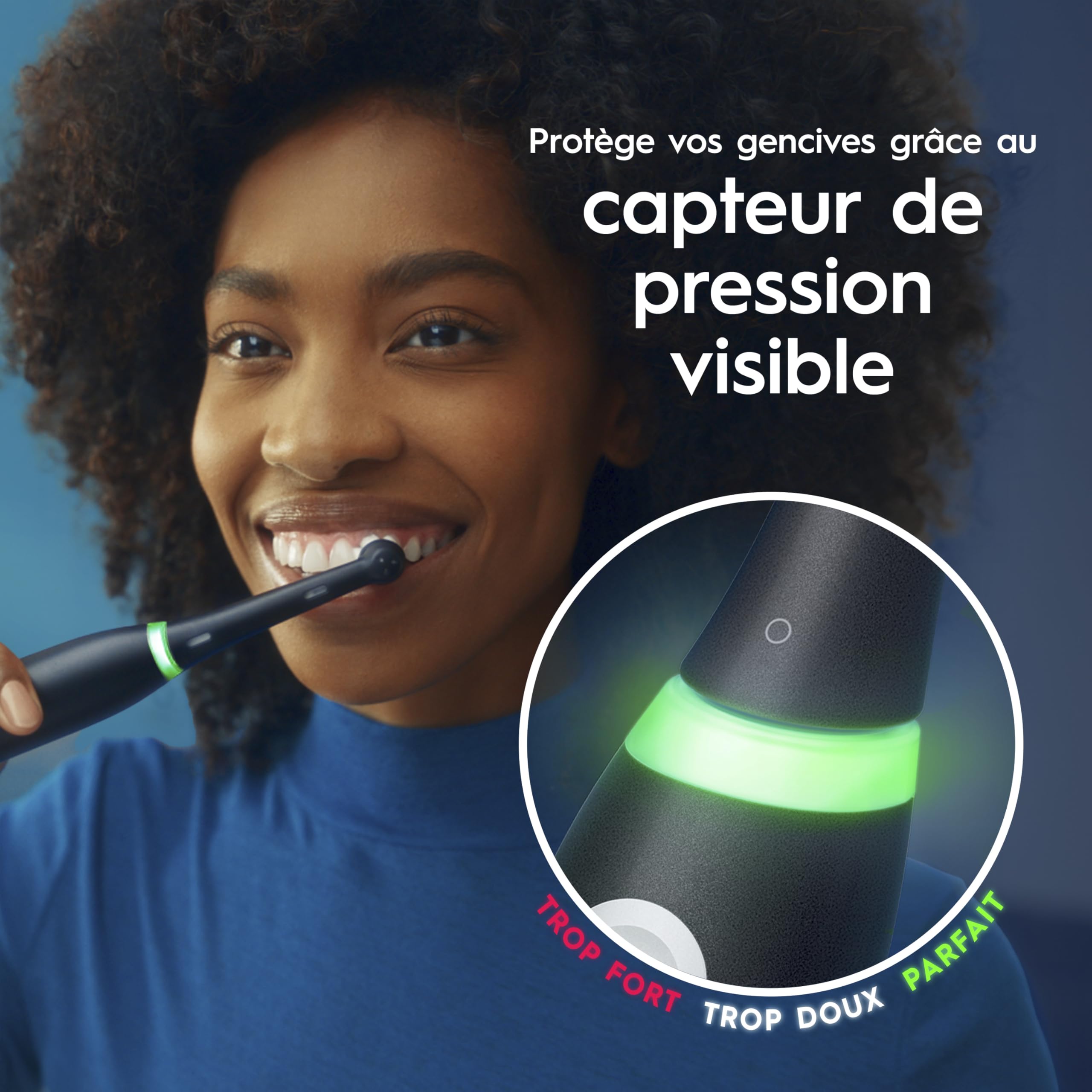 Oral-B iO 3 Brosse A Dents Electrique Noire, Pour Adultes, Modes De Nettoyage Avec Blancheur, Doux Pour Les Gencives, Capteur De Pression, Brossette Oral B De Rechange, Chargeur, Porte-Brossettes