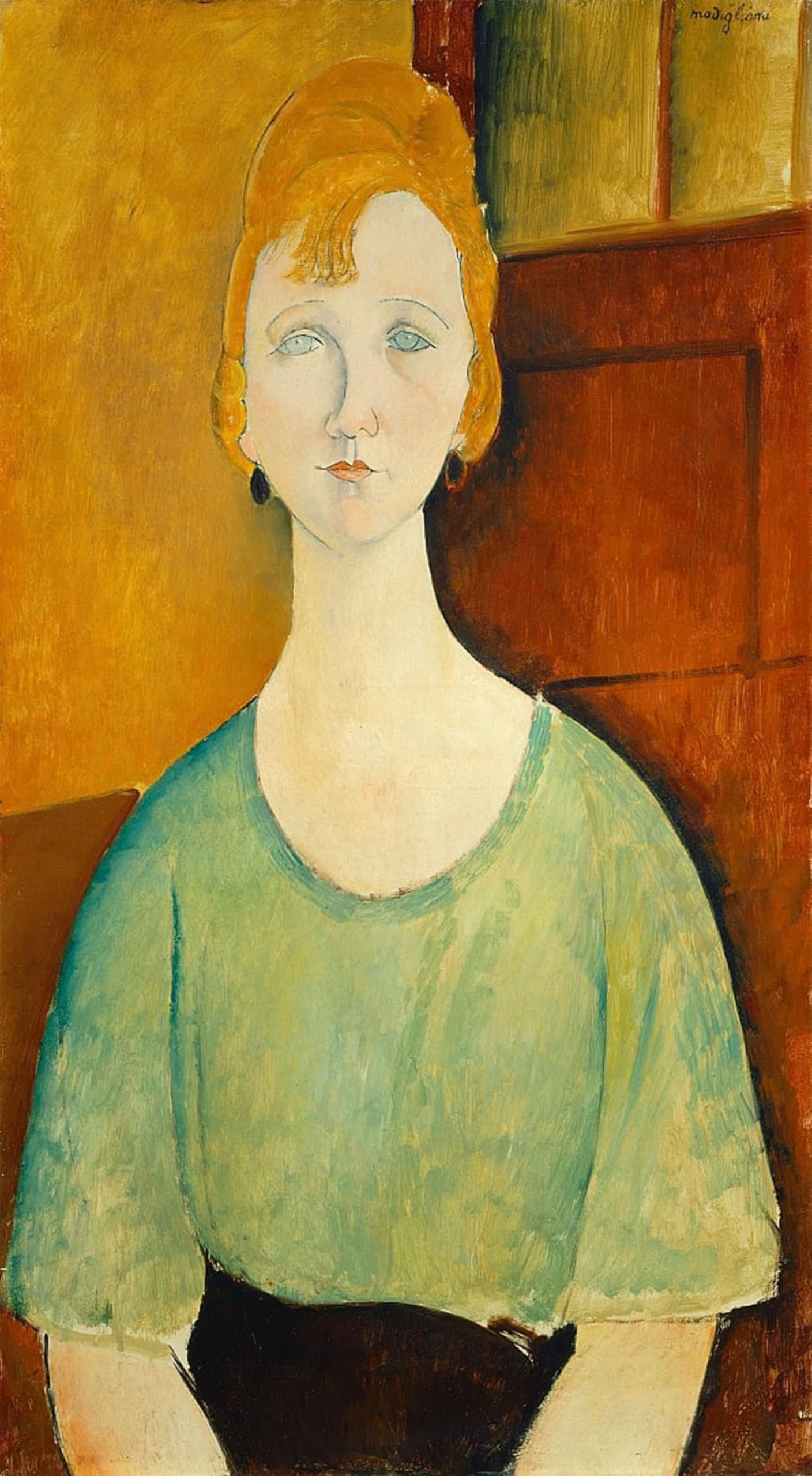 POSTERIIk Vintage Art Print Images Pictures Print Girl in a Green Blouse by Amedeo Modigliani Modern Colour Posters for Office Home Decor 60x90cm
