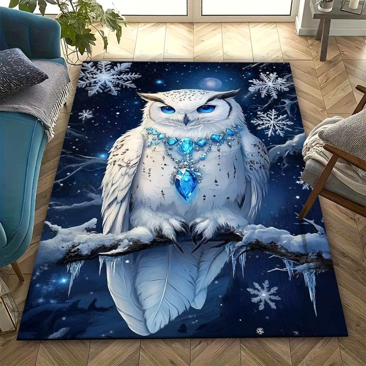 Tapis de sol hibou antidérapant et facile à nettoyer pour canapé