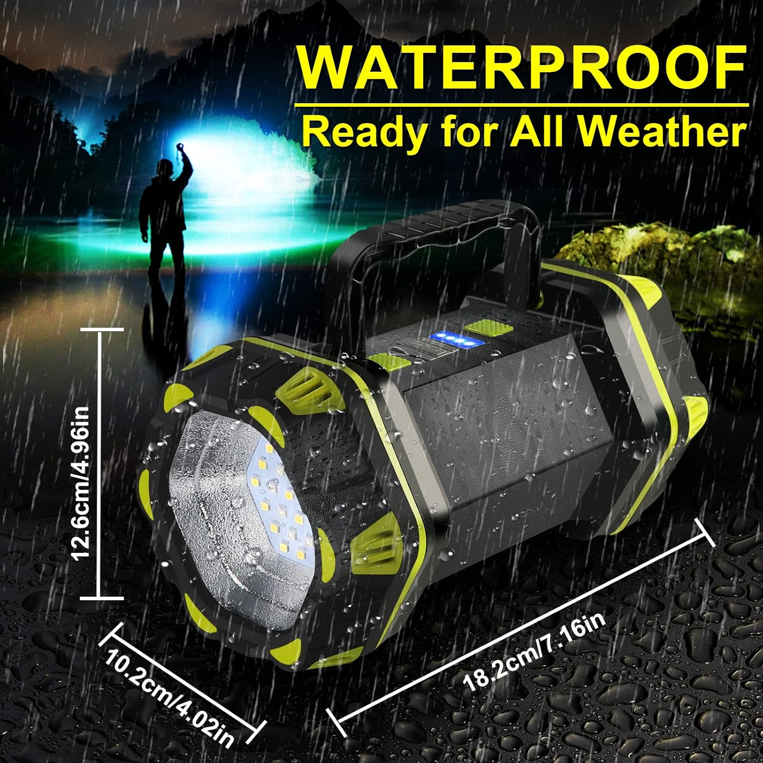 LED Headlamp Flashlight, Portable Camping Lantern Flashlight Spotlight Emergency Light Searchlight Lamp, Rechargeable, Waterproof for Hiking Fishing Working Power Outages Hurricane
