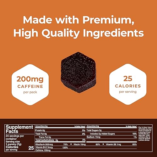 Vista 6 de Mocca Shots – Caramelo Salado 100 mg Gummies de cafeína (12 paquetes, 2 por paquete) Café Energía Masticar Gummy, Vegano, Sin gluten, Todo Natural