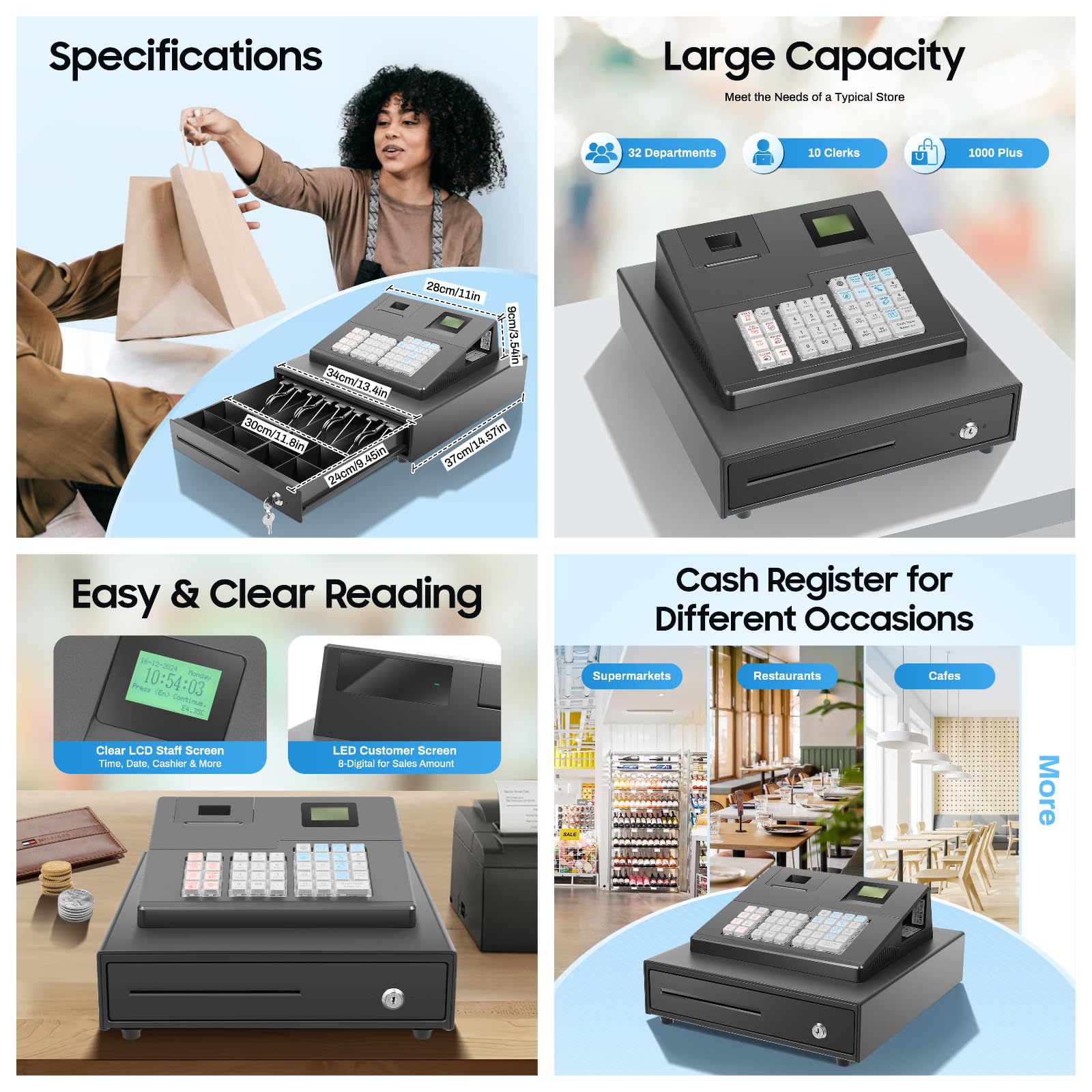 Amazon.com: Electronic Cash Register, 39-Key Keyless Cash Drawer