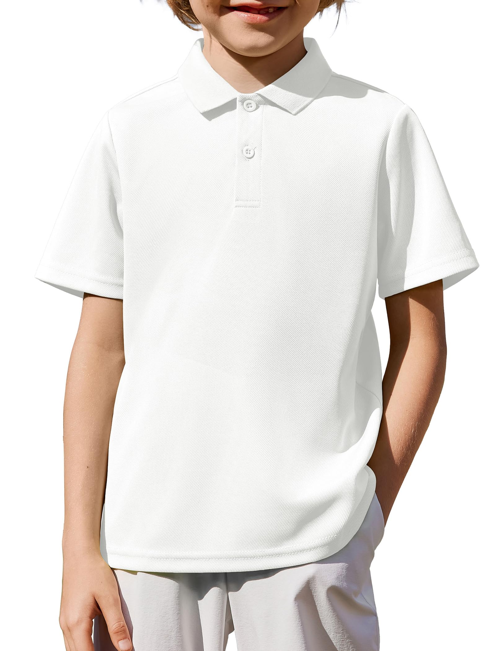 Arshiner Jungen Poloshirt Kurzarm Kinder Shirt Schule Top Weich Elastisch Polohemd mit Knopfleiste, Elegant Frühlings Sommer- Oberteil 5–12 Jahre