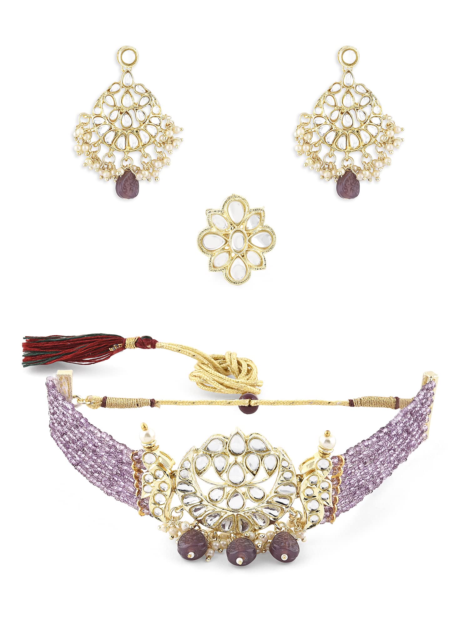 See full amazon price history chart for ZAVERI PEARLS Purple Multistrand Crystals Beaded Kundan Choker Necklace Earring & Ring Set For Women-ZPFK14628 ZAVERI PEARLS Purple Multistrand Crystals Beaded Kundan Choker Necklace Earring & Ring Set For Women-ZPFK14628 (B0BCGNNH6B) Amazon Price History, Amazon Price Tracker