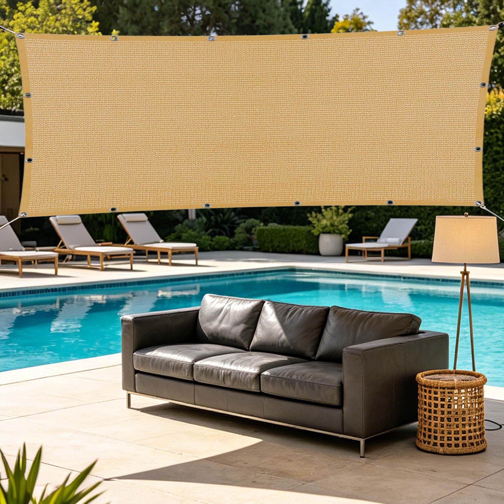 Voile Ombrage 2.4 x 7 m Vent et Perméable à l'eau Toile d'ombrage Jardin Exterieur avec Œillets Plusieurs Tailles pour Jardin, Terrasse, Balcon, Camping, Pergola, Jaune Sable