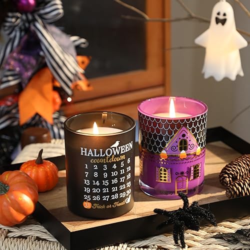 Miniatura 6 de Vela perfumada de calabaza, regalo de otoño y Halloween, 10 onzas, velas en tarro de cera de soja prémium para el hogar (hola)