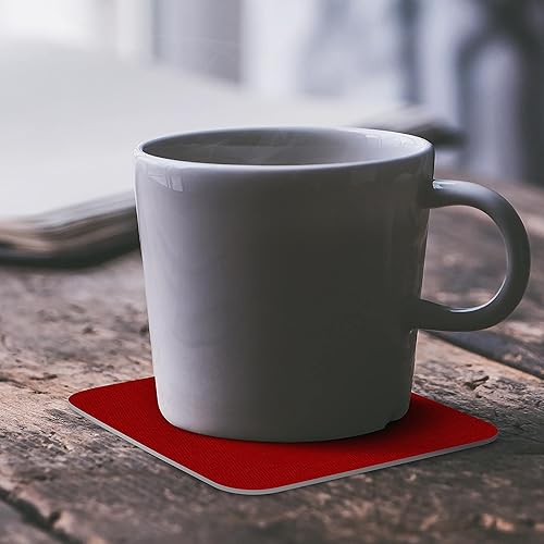 Miniatura 6 de Paquete de 10 posavasos cuadrados de espuma, 4 pulgadas, texto personalizable, logotipo, espuma de poliuretano, plegable, rojo