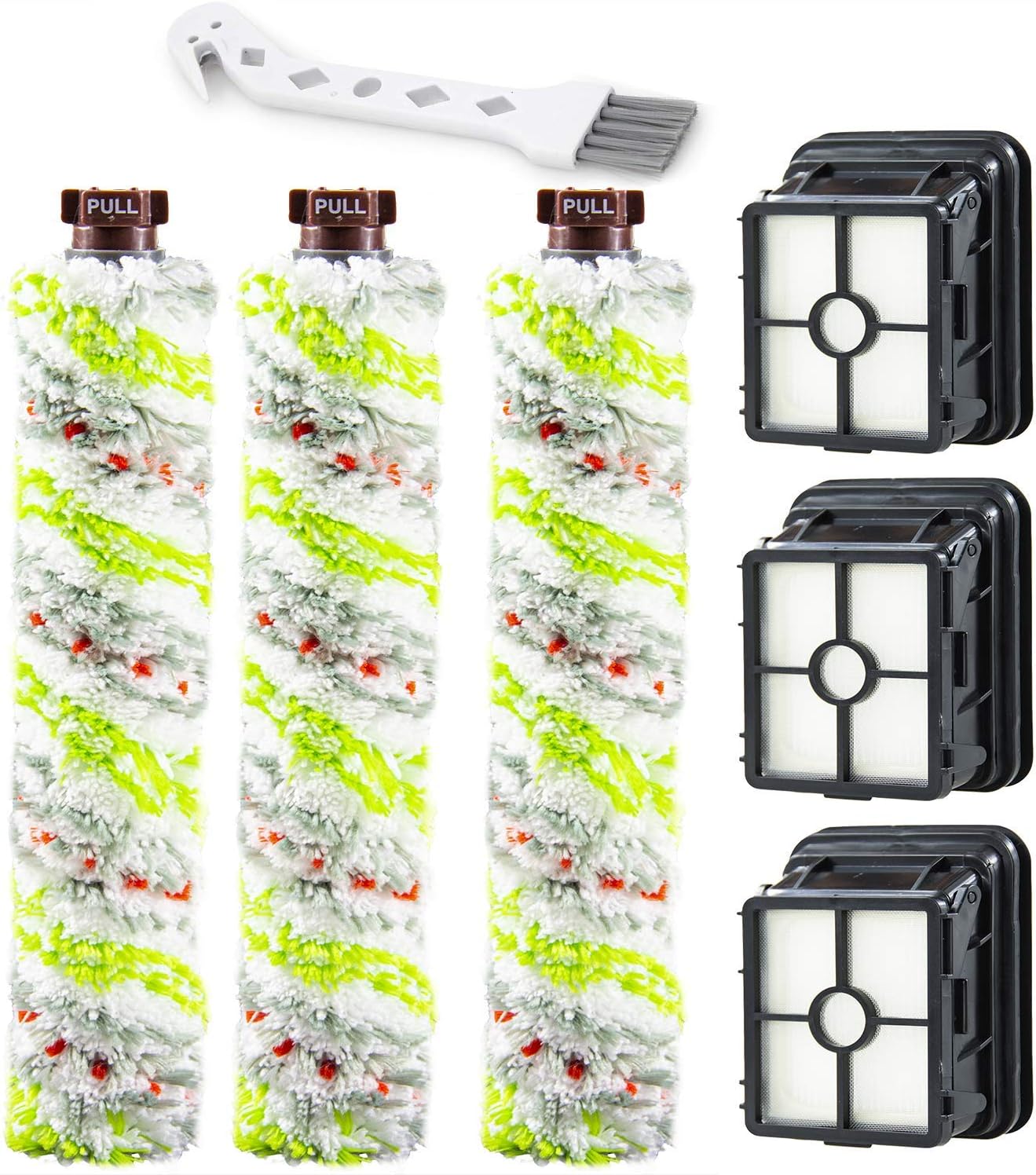 2306A,1785A Replacements Parts 3 Pack Multi Surface Pet Brush Roll 2306A and 3 Pack 1866 Vacuum Filter Compatible with Bissell CrossWave 1785 2306 2551 3888A Wet Dry Vacuum Cleaner