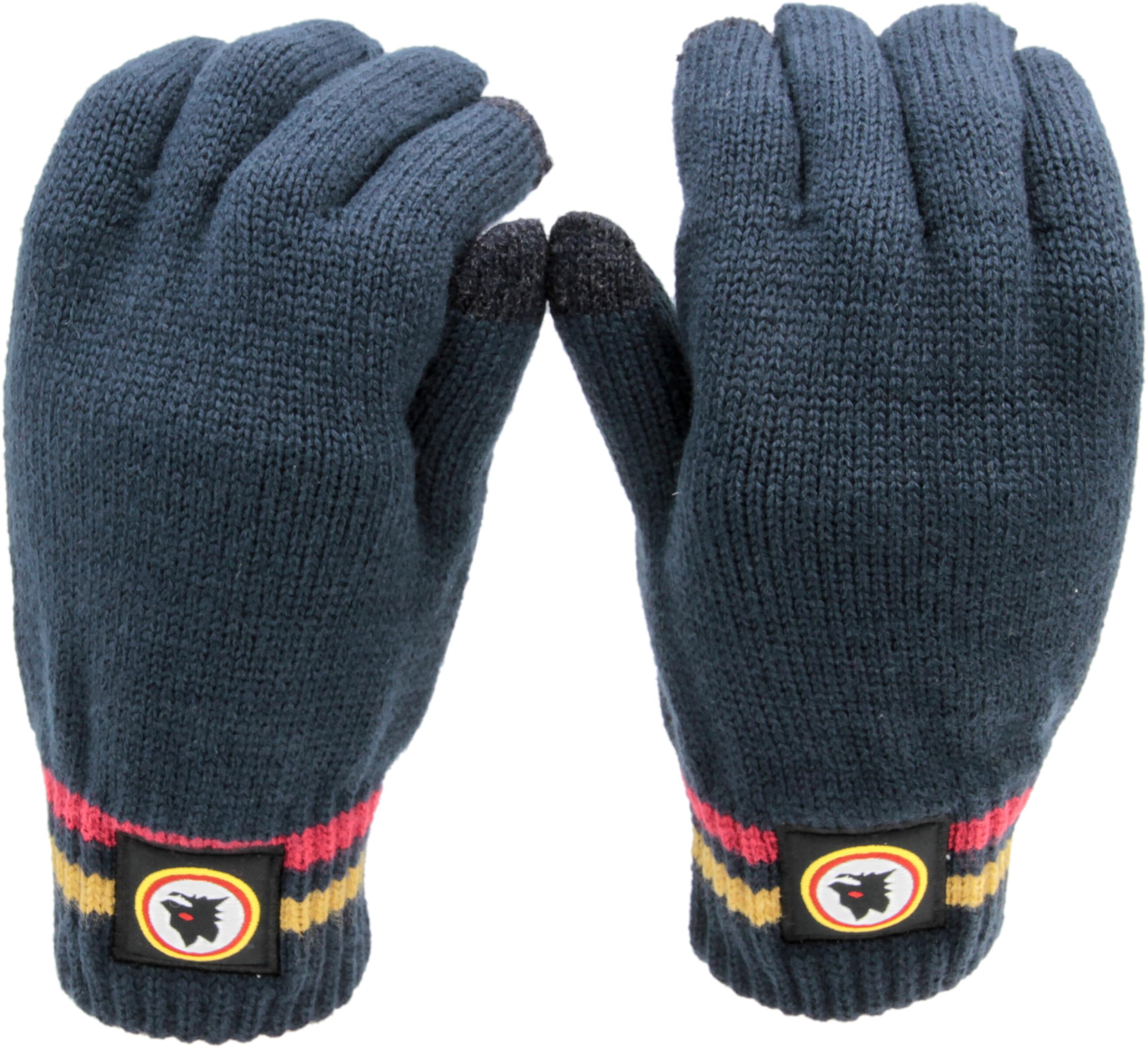 AS Roma WOLF LEATHER PATCH KNITTED GLOVES - NAVY