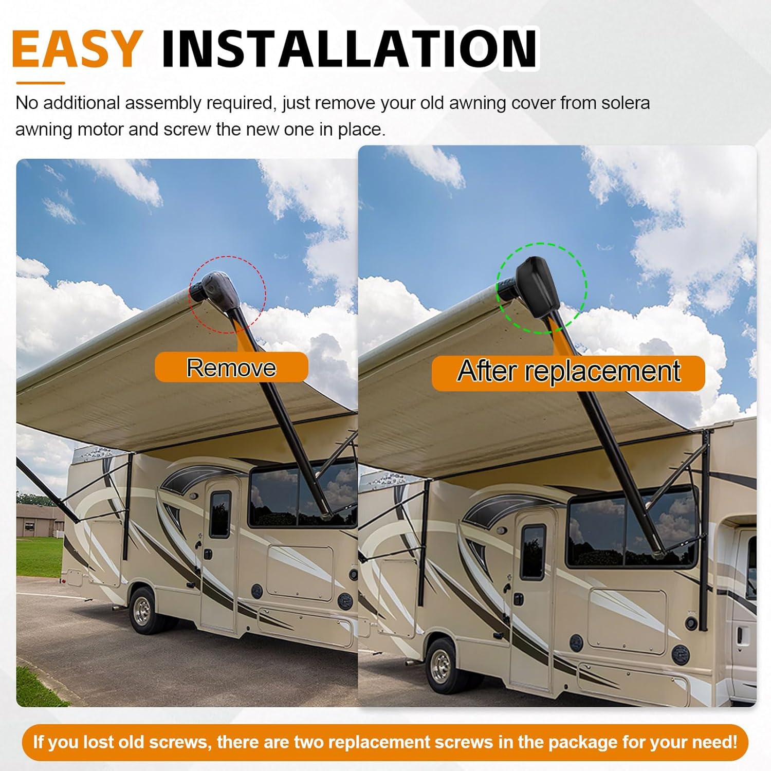 643921 & 643922 RV Awning Head Cover Drive End Cap for Solera and Lippert Components Camper Trailer Awning Motor