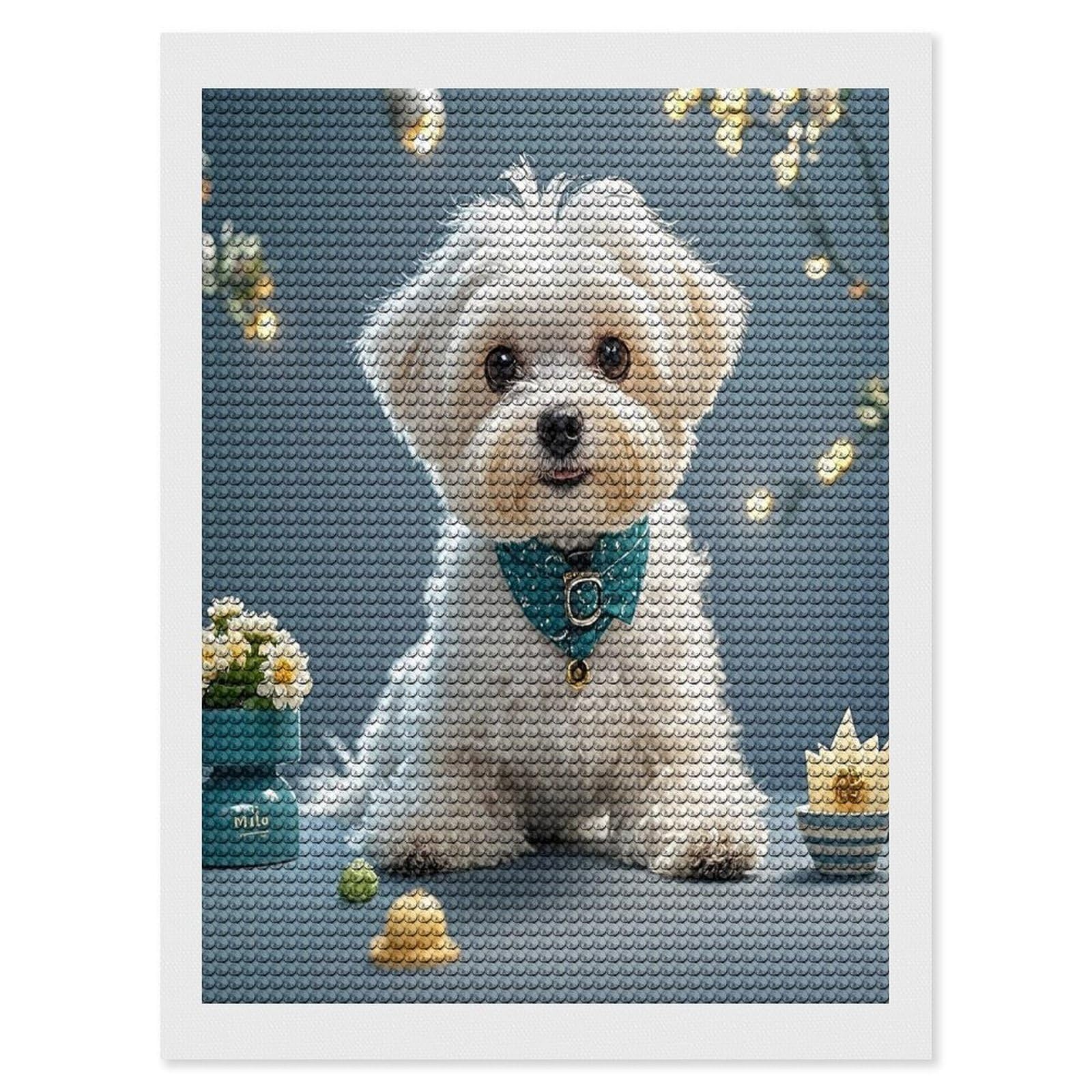 FekiLoot Lovely Maltese Dog Diamond Painting Kits for Adults Round Paint with Diamonds Pictures Gem Art Painting Kits Personalized Diamond Art Full Drill for Beginners Home Wall Decor
