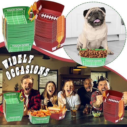Miniatura 5 de chiazllta 100 unidades de bandejas de papel para fiesta de fútbol, suministros de comida para nachos, botes desechables para servir comida de fútbol