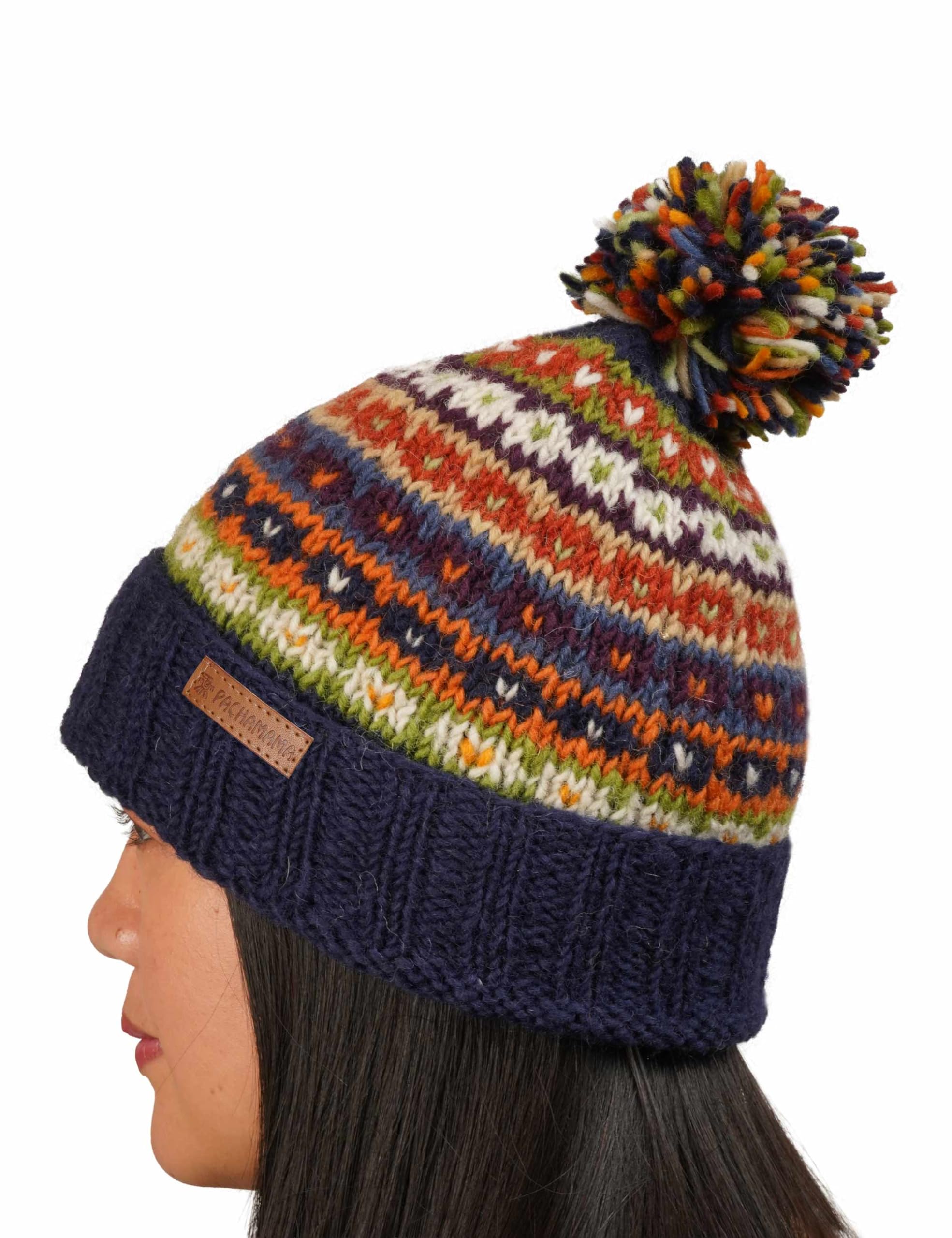 Handmade: Fairtrade Bobble Beanie, Pachamama Colorado Roll Back, damska