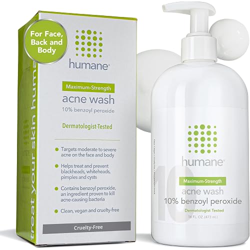 humane Benzoyl Peroxide Acne Body Wash - Non-Foaming - 10% Maximum-Strength