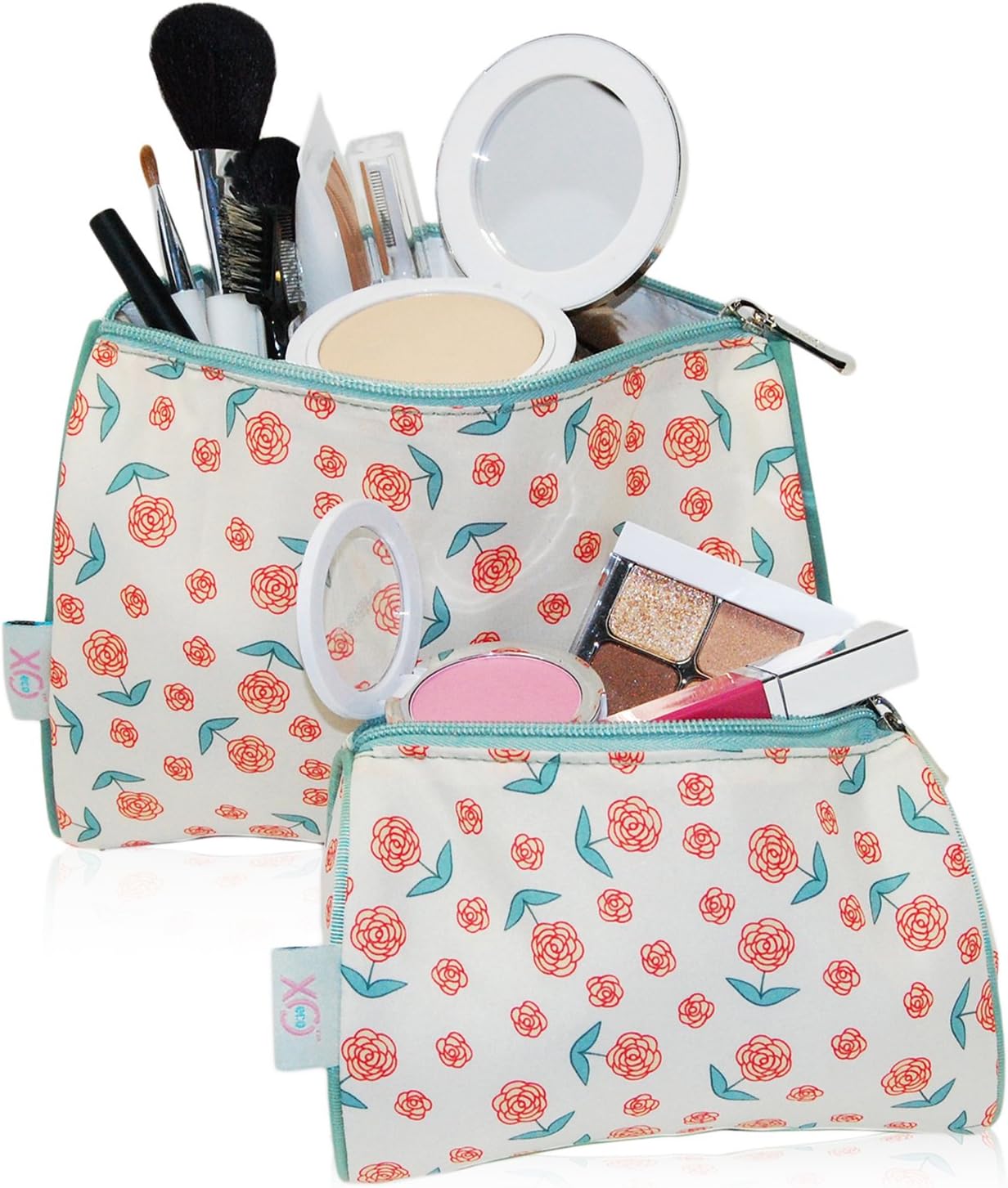 BlueAvocado - XO(ECO) 2 Piece Cosmetic Pouch Kit, Ivory Roses